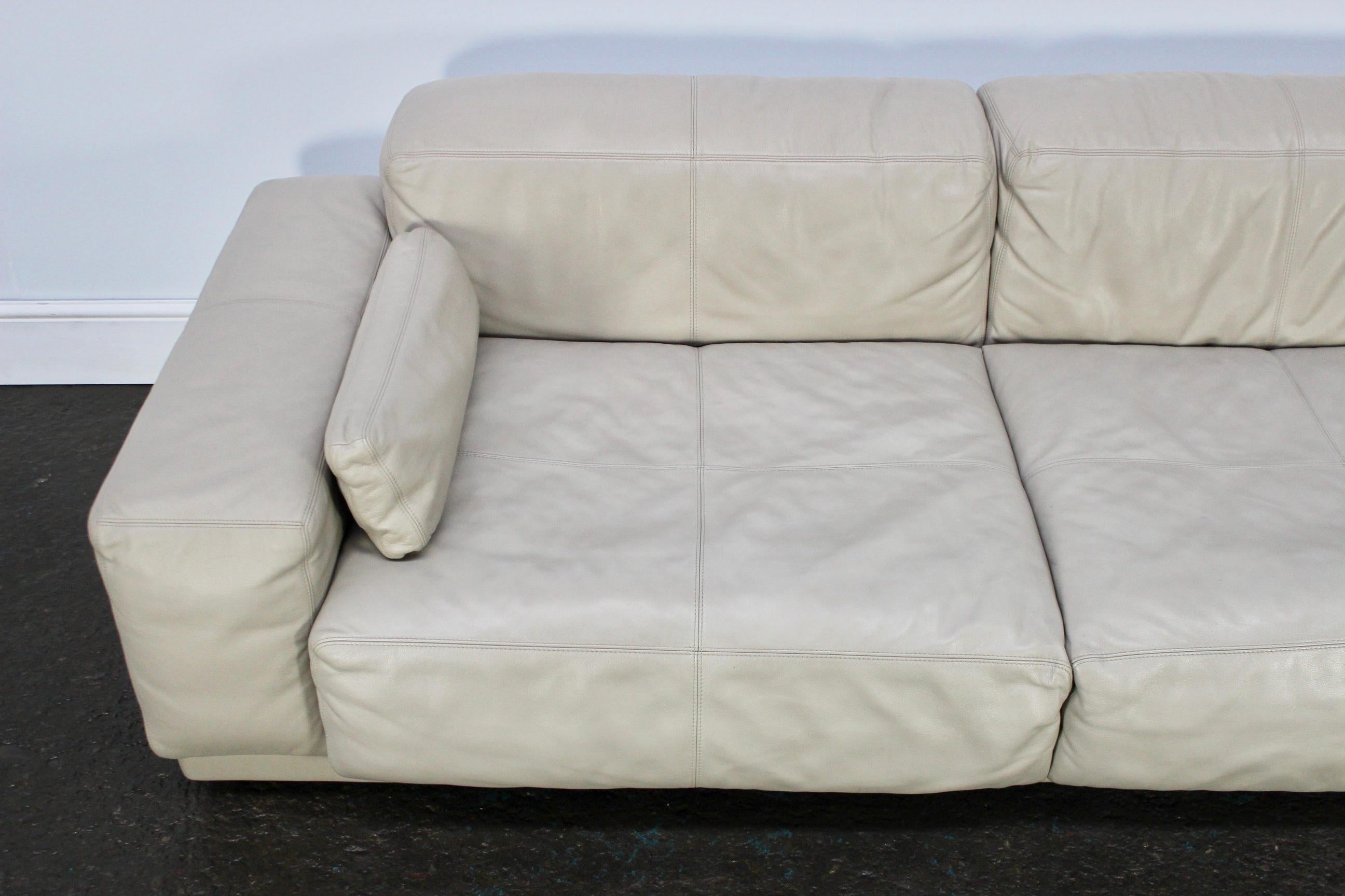 Hand-Crafted Vitra “Place” Two-Seat Sofa in Ivory Leather by Jasper Morrison