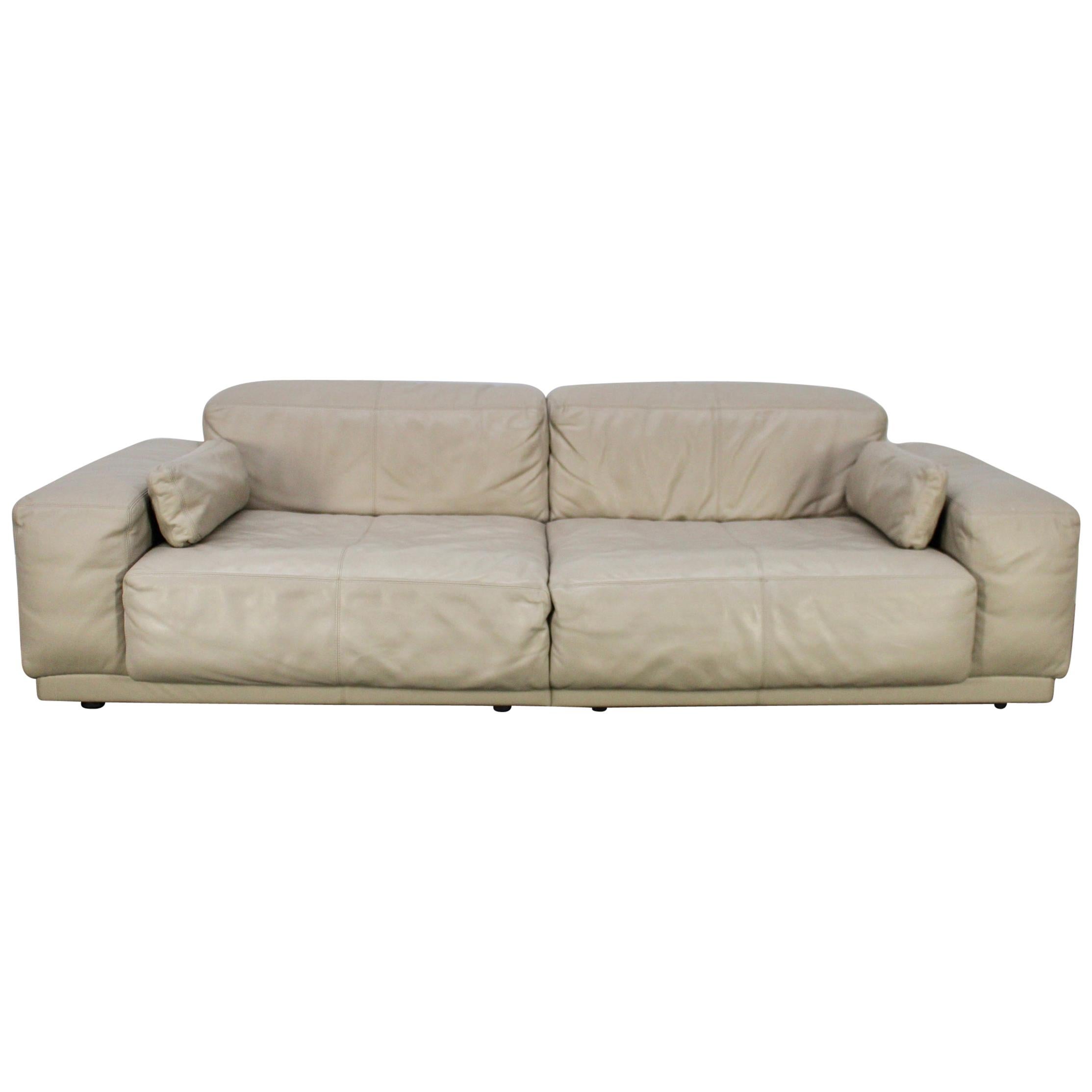 Vitra “Place” Two-Seat Sofa in Ivory Leather by Jasper Morrison