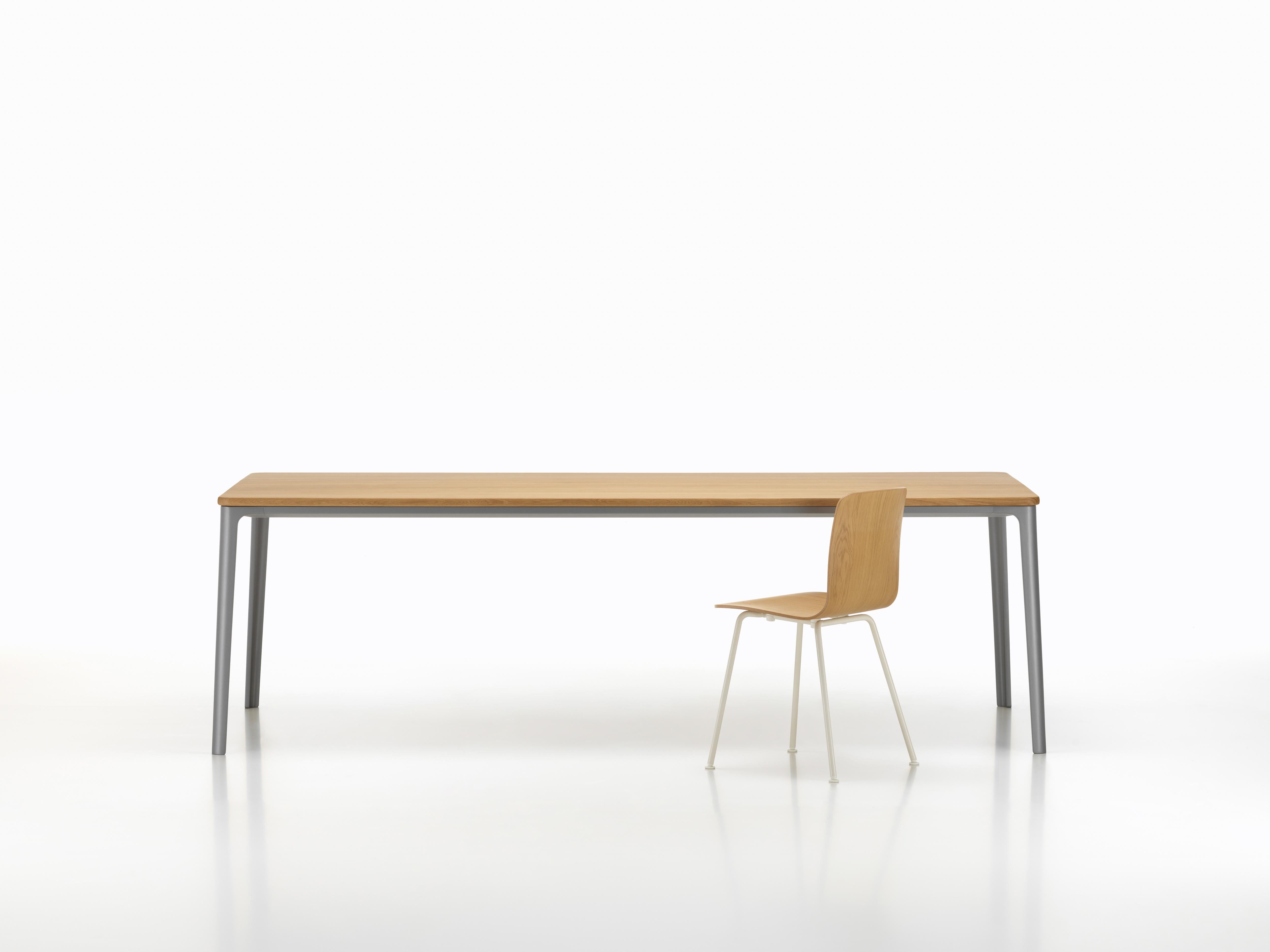 Swiss Vitra Plate Dining Table in Natural Oak and Earth Grey Base by Jasper Morrison For Sale