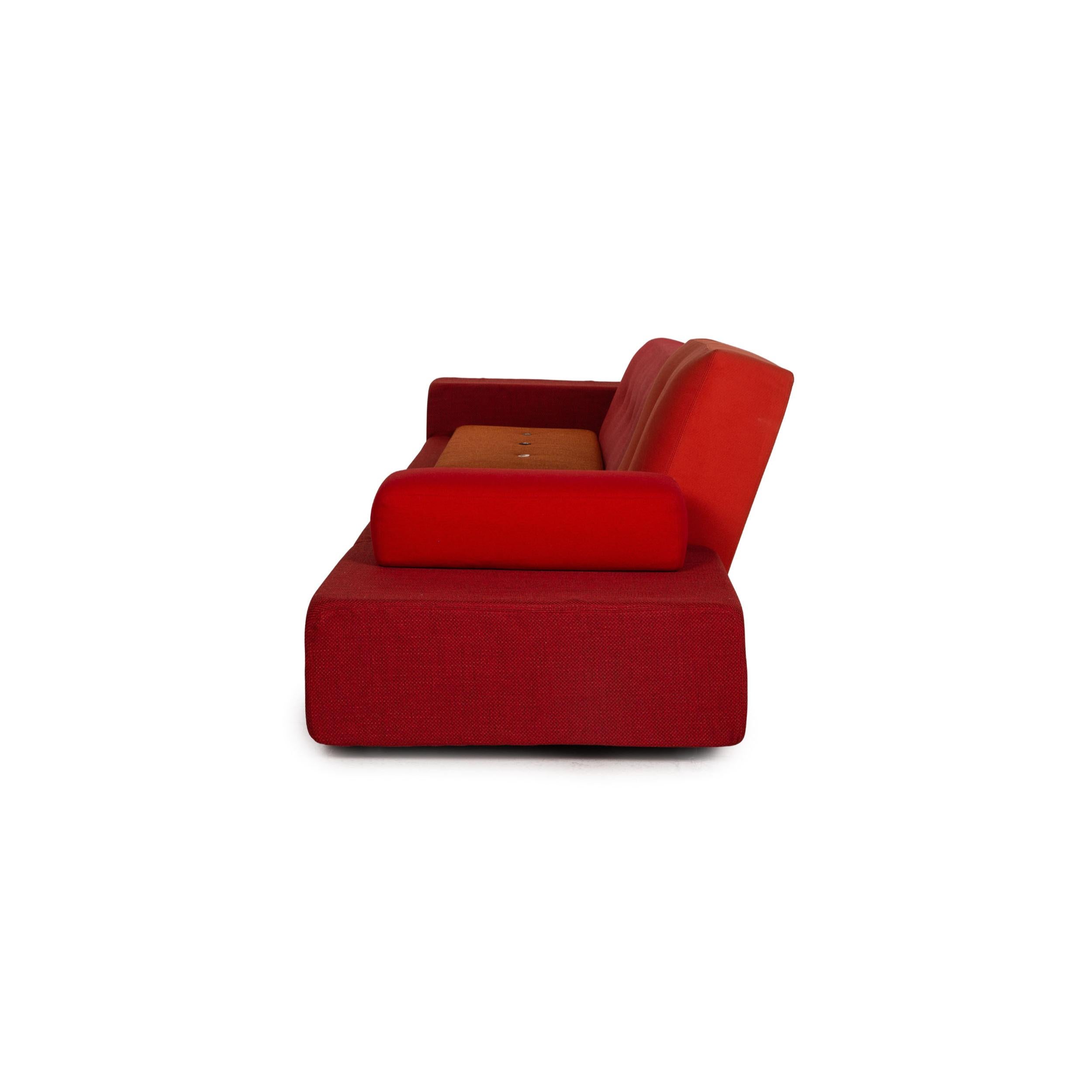 Vitra Polder Fabric Sofa Red Four-Seater Couch 1