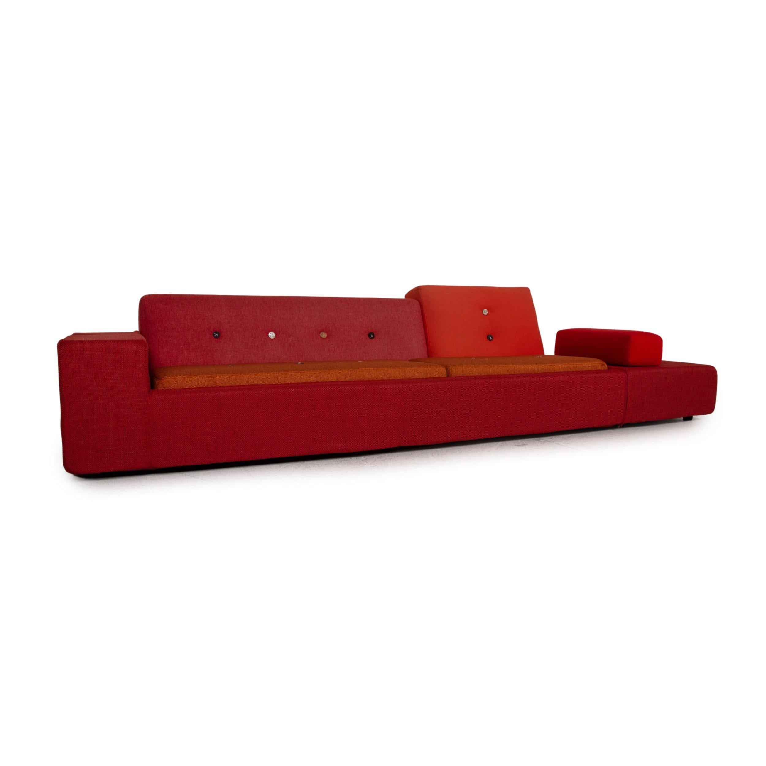 German Vitra Polder Fabric Sofa Red Four-Seater Couch