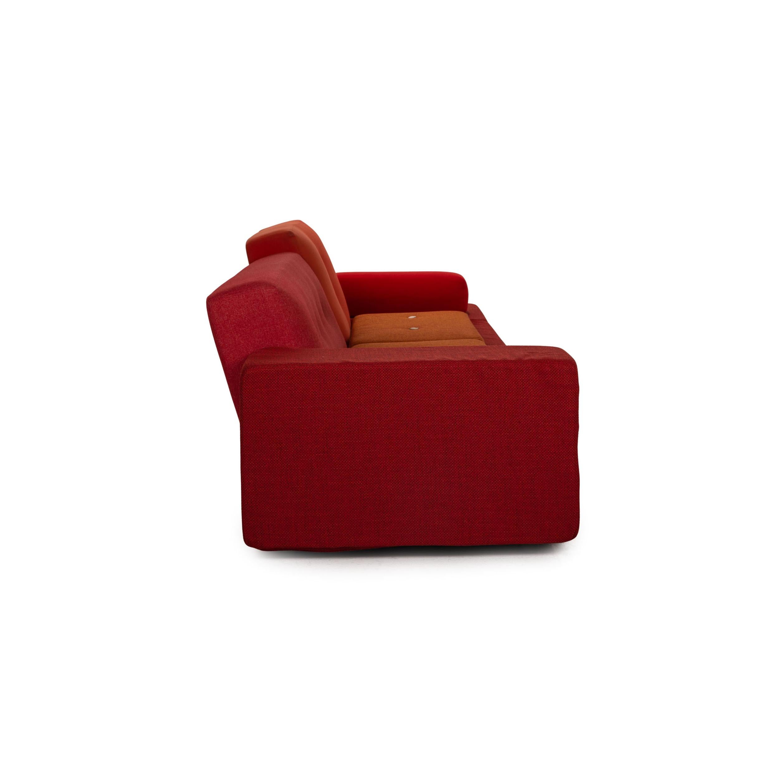 Vitra Polder Fabric Sofa Red Four-Seater Couch In Good Condition In Cologne, DE