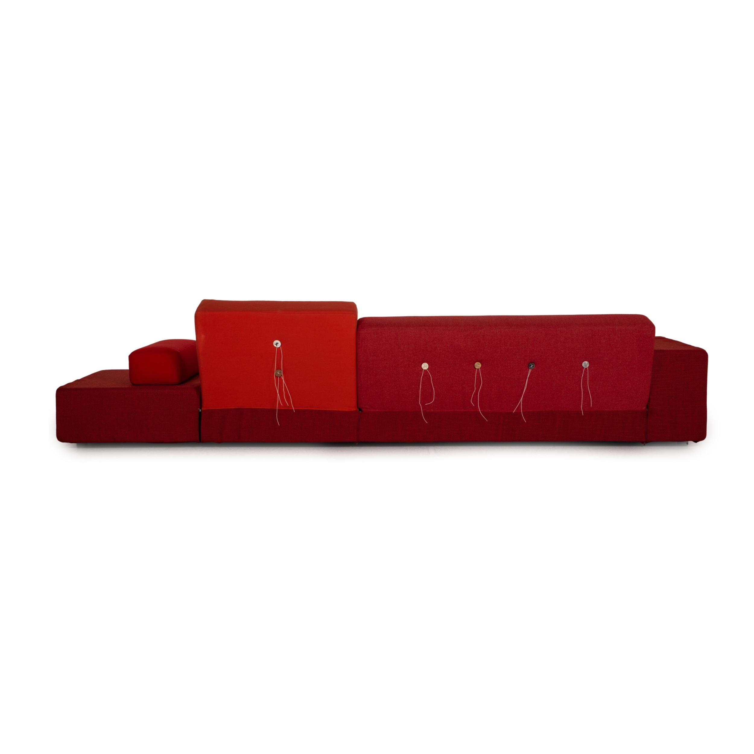 Contemporary Vitra Polder Fabric Sofa Red Four-Seater Couch