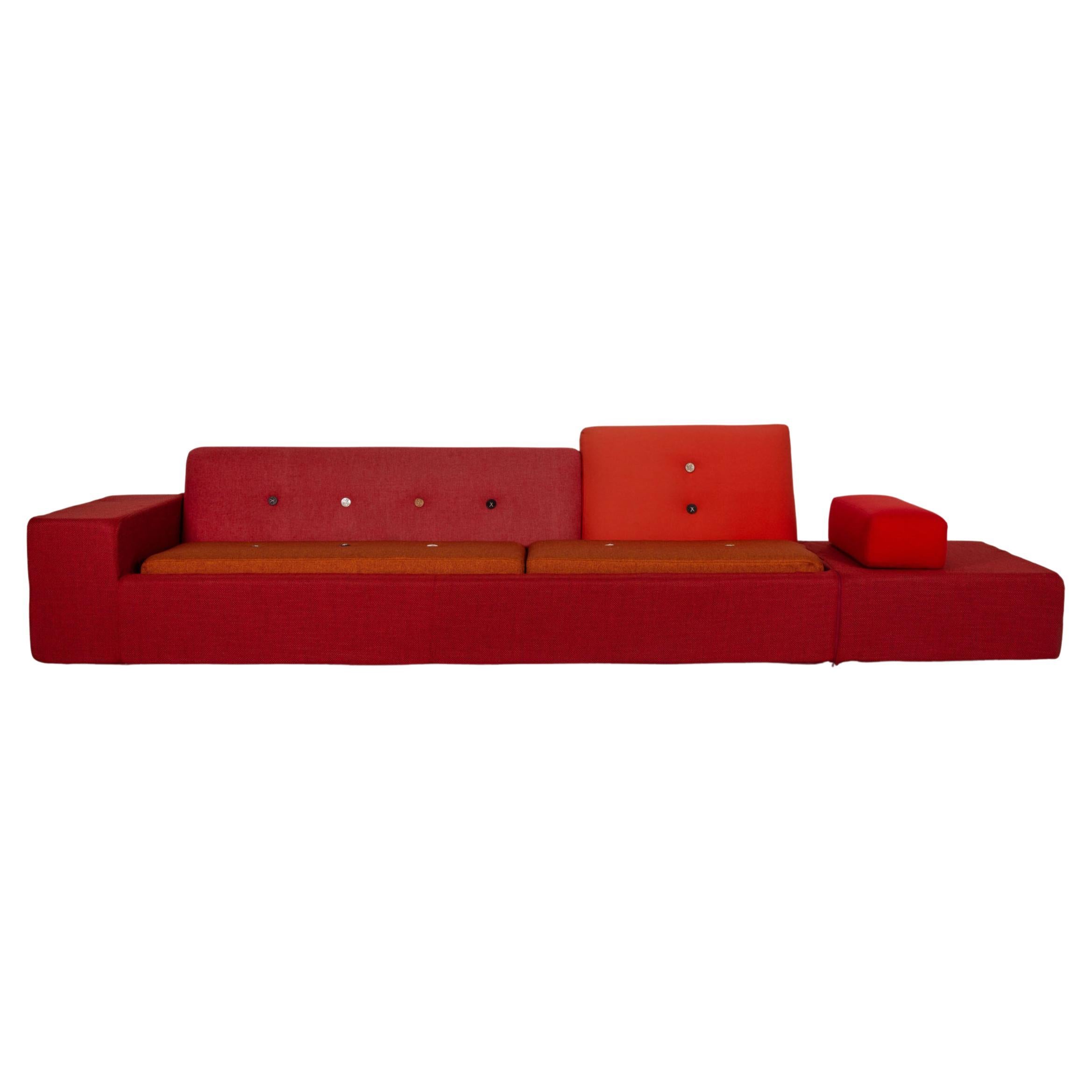 Vitra Polder Fabric Sofa Red Four-Seater Couch