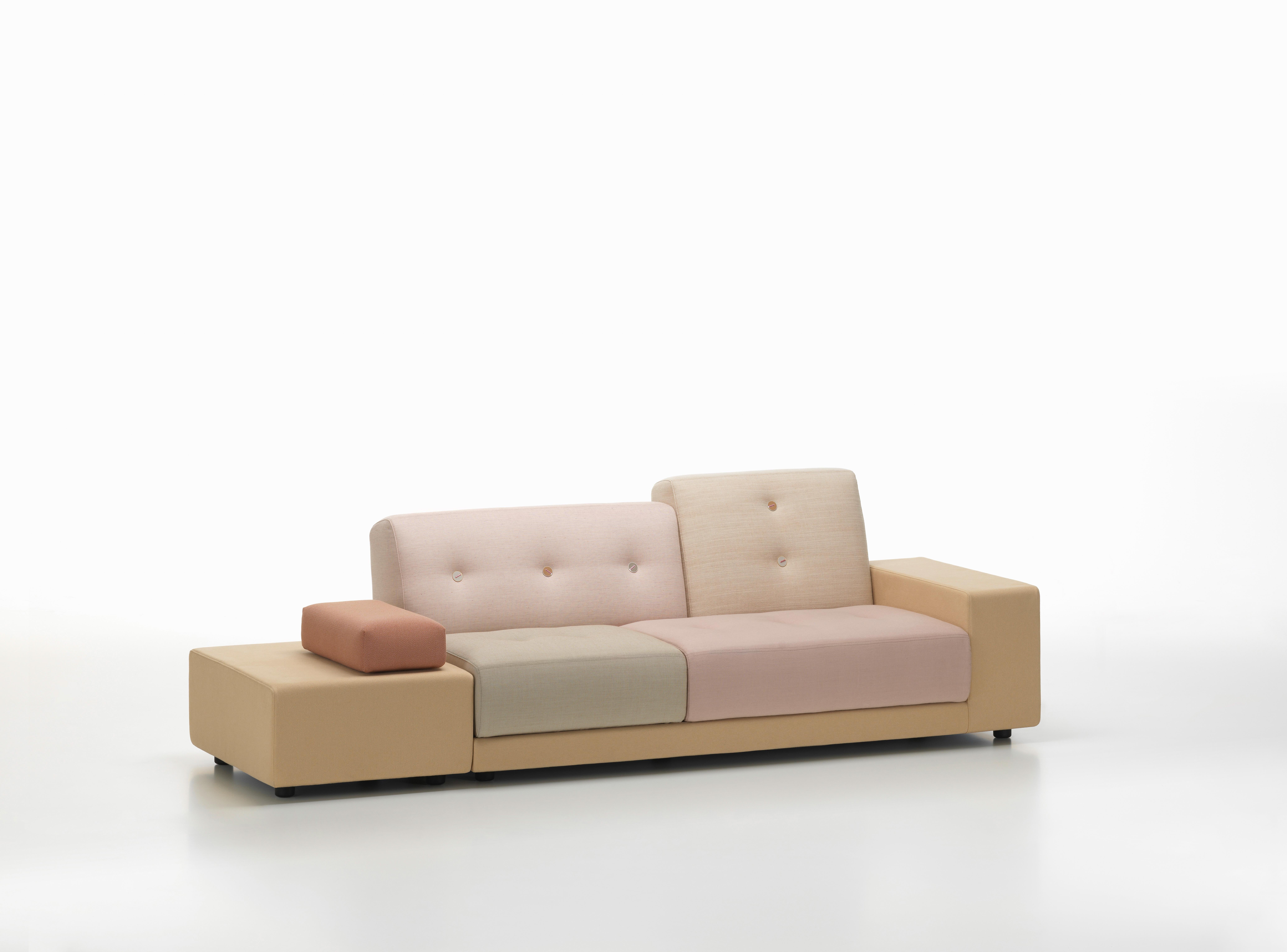 These items are currently only available in the United States.

The distinctive character of the Polder Sofa by Hella Jongerius derives from the combination of diverse fabrics and colors, an asymmetrical shape and charming details. The large seat
