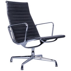 Vitra Ray & Charles Eames EA 108 Armchair Leather Black Aluminium Chrome Design