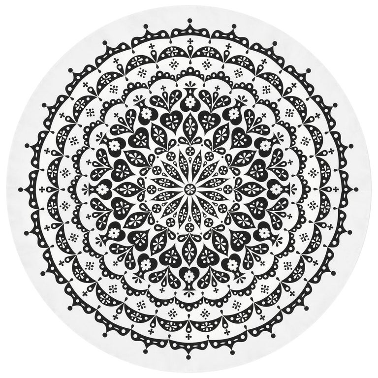 Vitra Round Lace Tablecloth in Black by Alexander Girard For Sale at