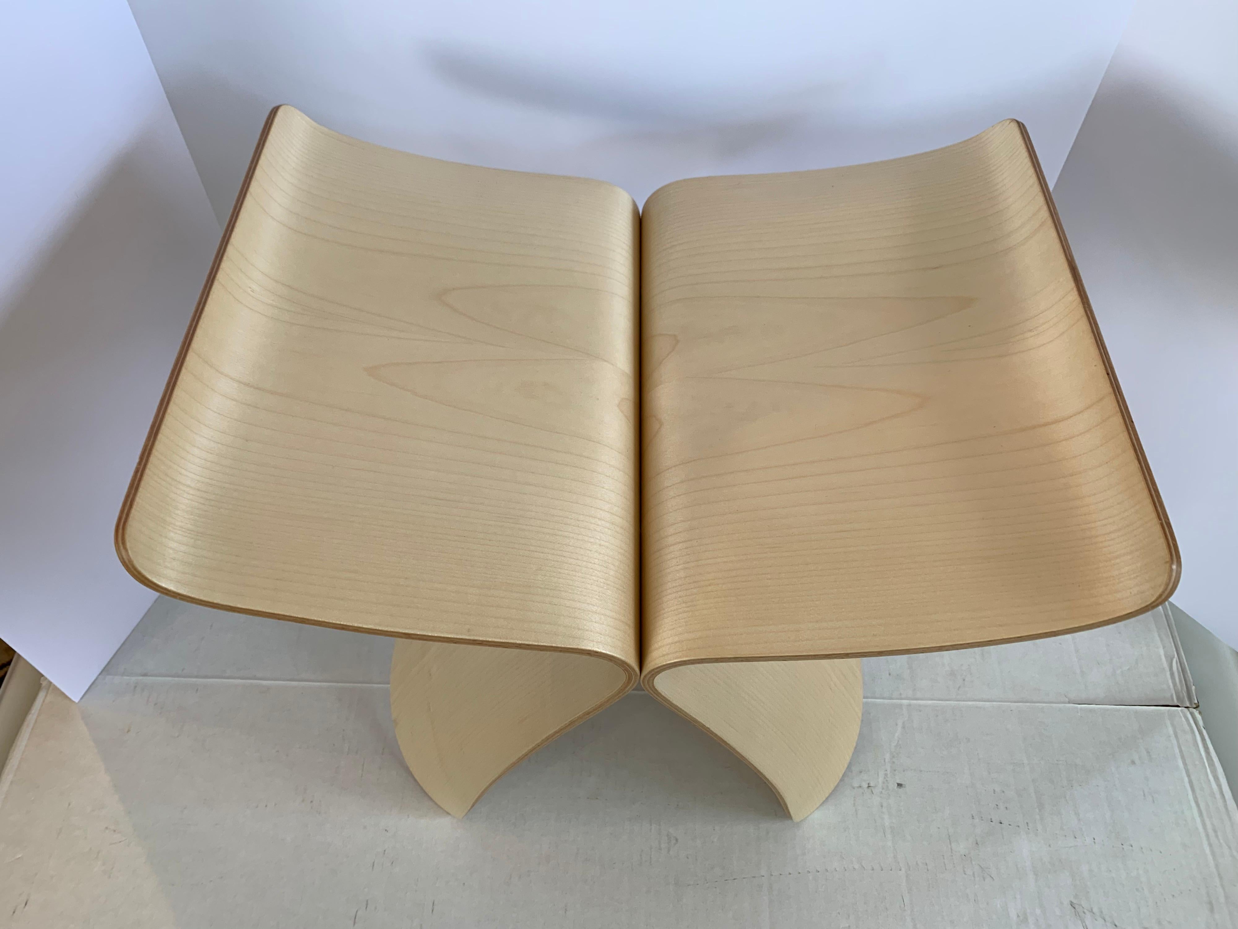 Contemporary Vitra Signed Butterfly Stool in Maple Plywood and Brass by Sori Yanagi