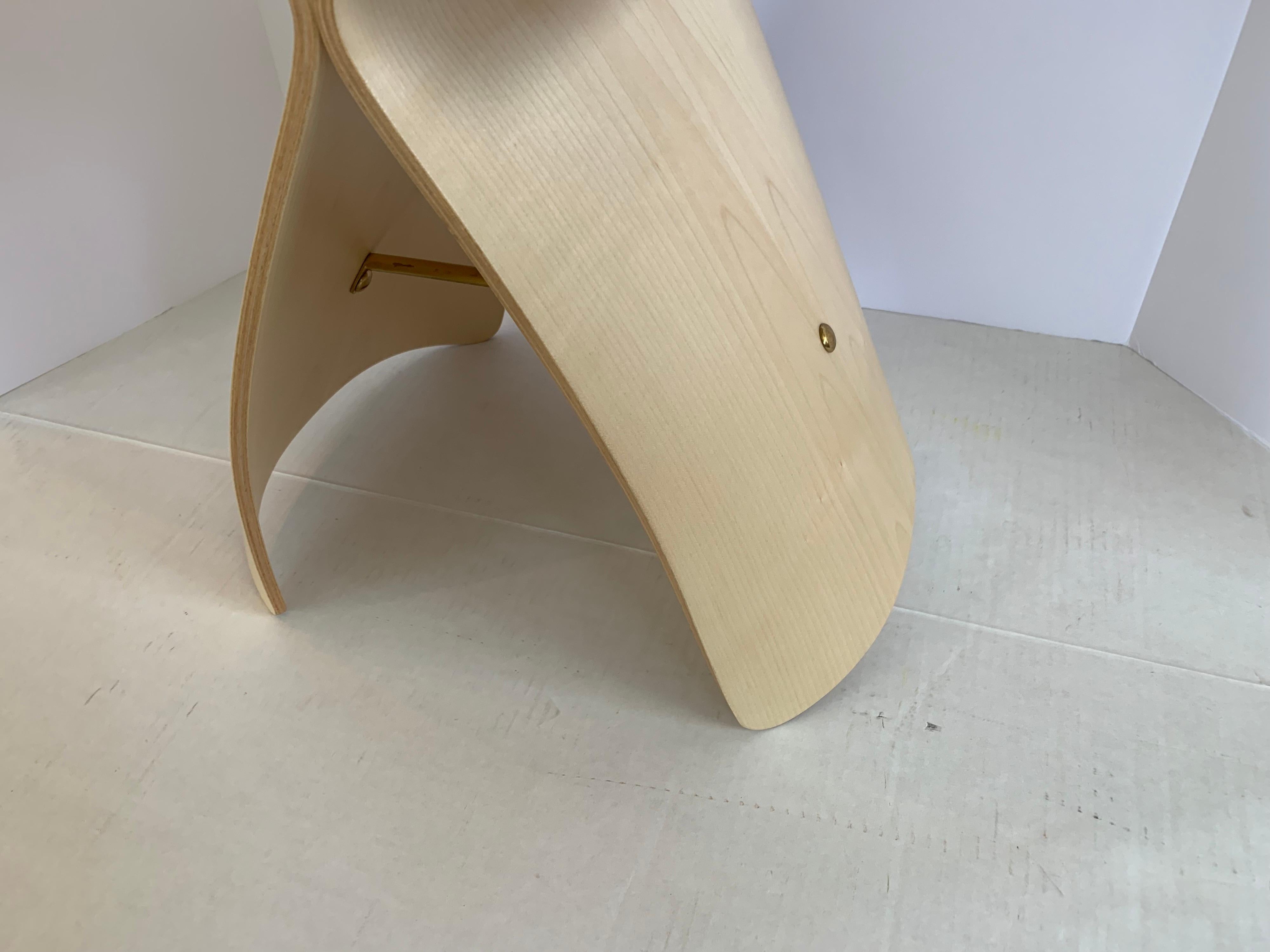 Vitra Signed Butterfly Stool in Maple Plywood and Brass by Sori Yanagi 1