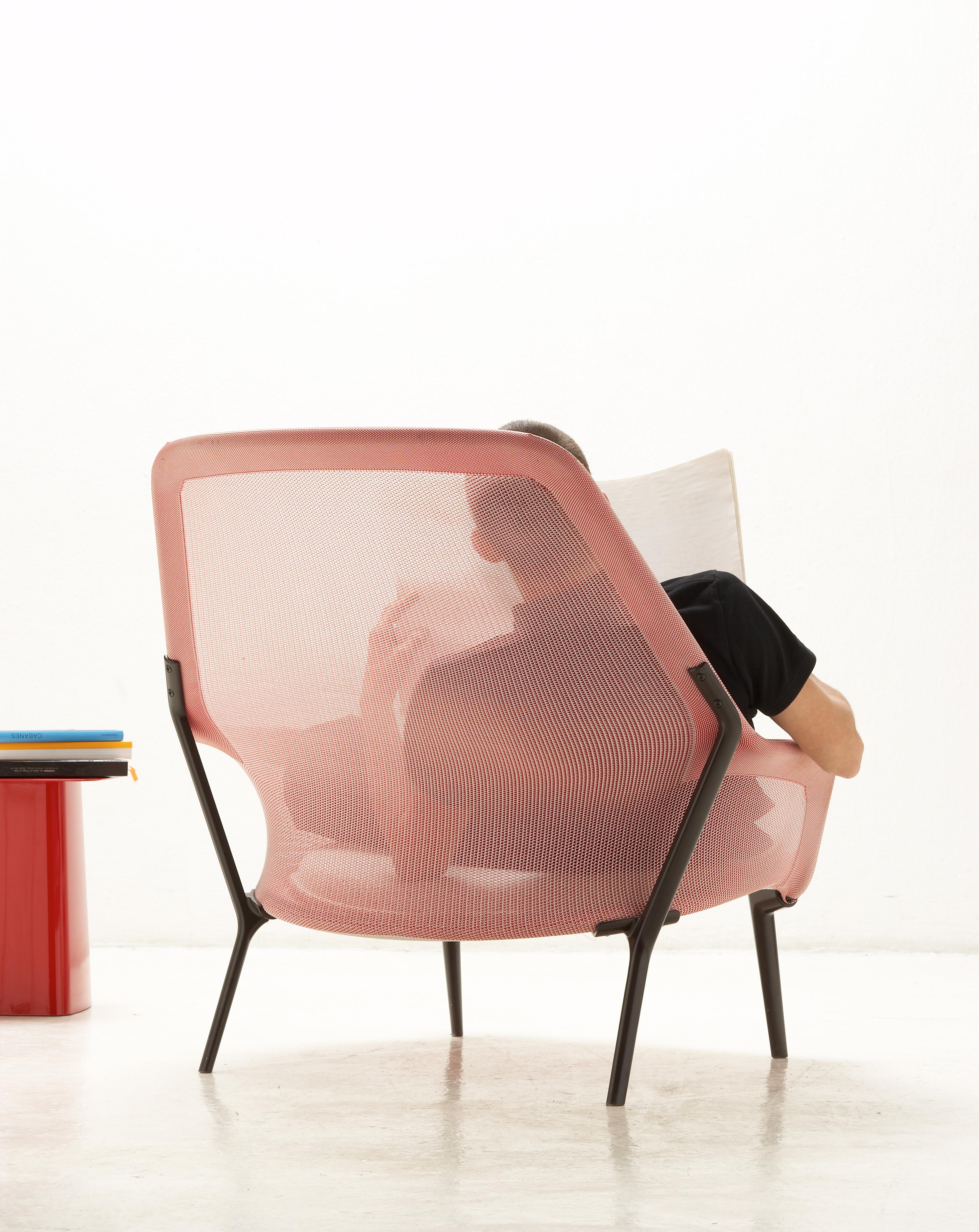 Modern Vitra Slow Chair in Red and Cream by Ronan & Erwan Bouroullec For Sale