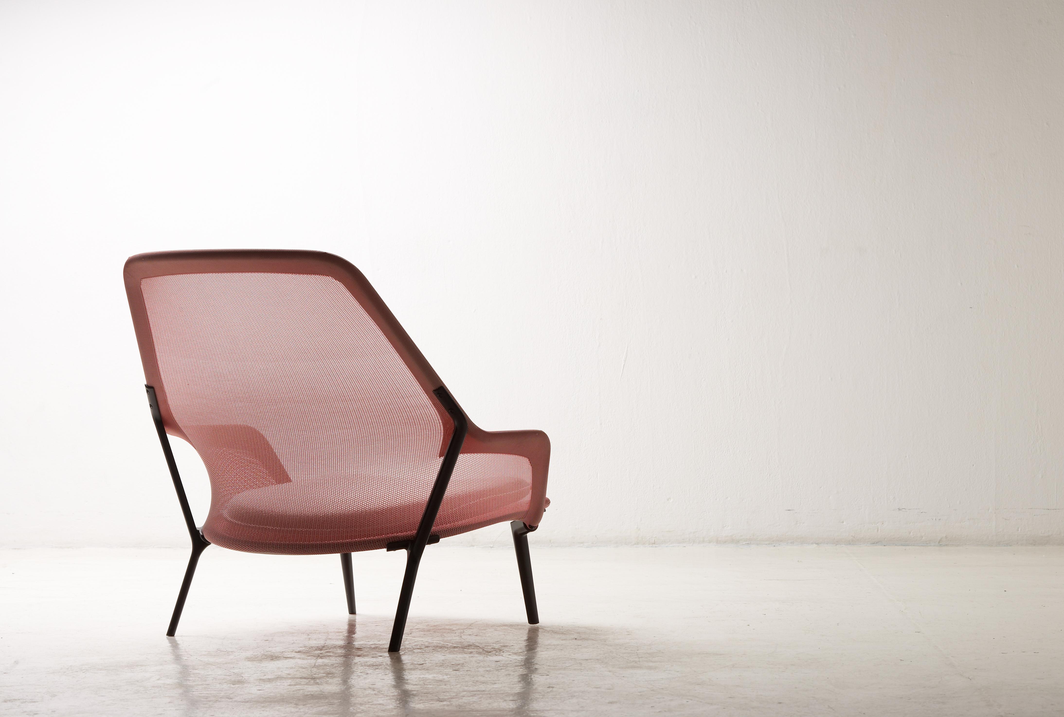 Swiss Vitra Slow Chair in Red and Cream by Ronan & Erwan Bouroullec For Sale
