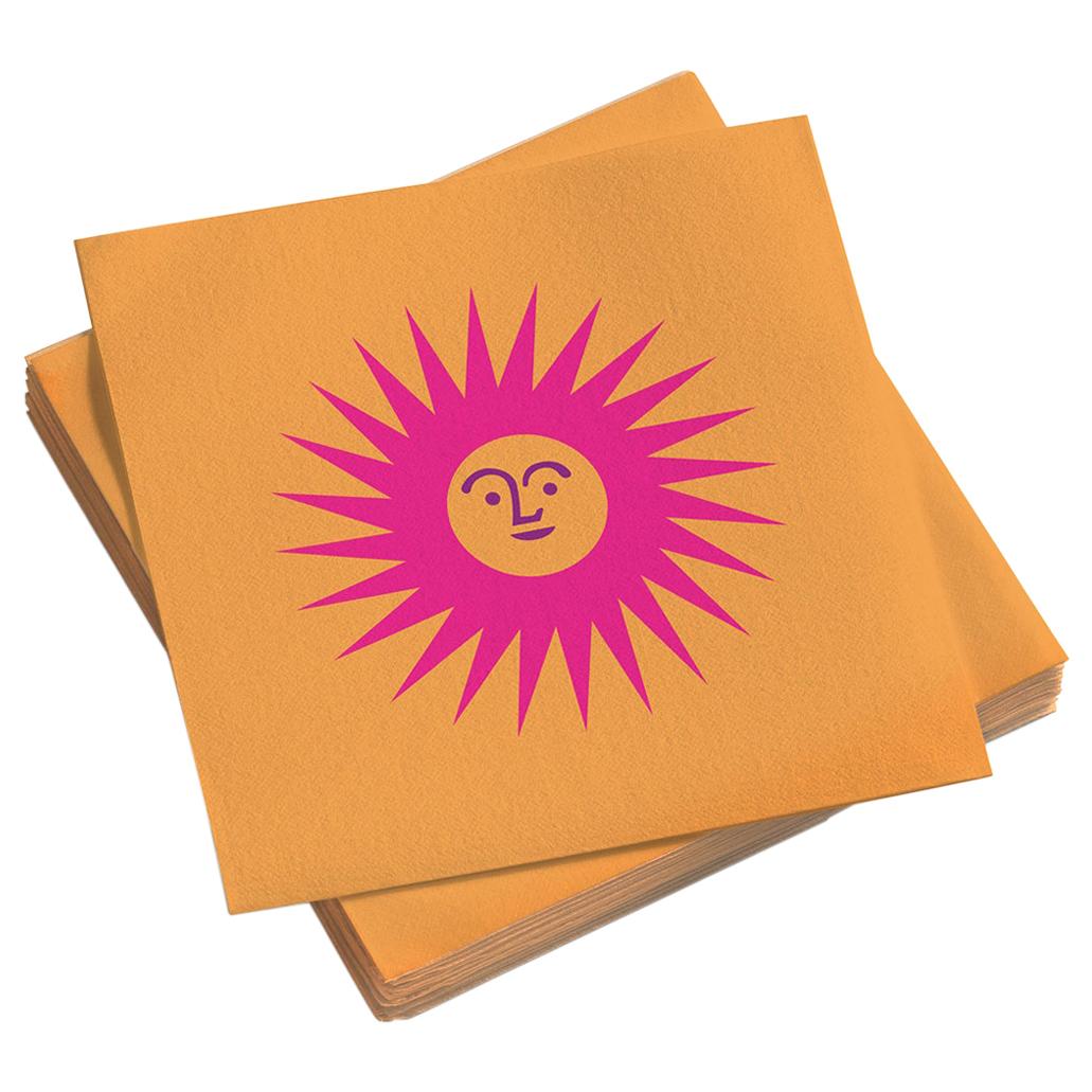 Vitra Small Paper Napkins in La Fonda Sun, Pink Orange by Alexander Girard For Sale