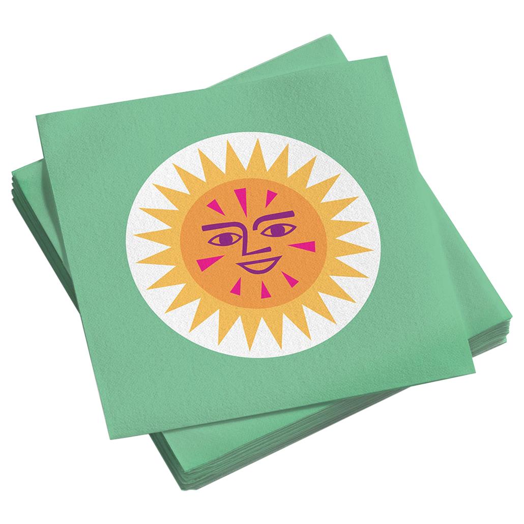 Vitra Small Paper Napkins in La Fonda Sun, Yellow Green by Alexander Girard For Sale