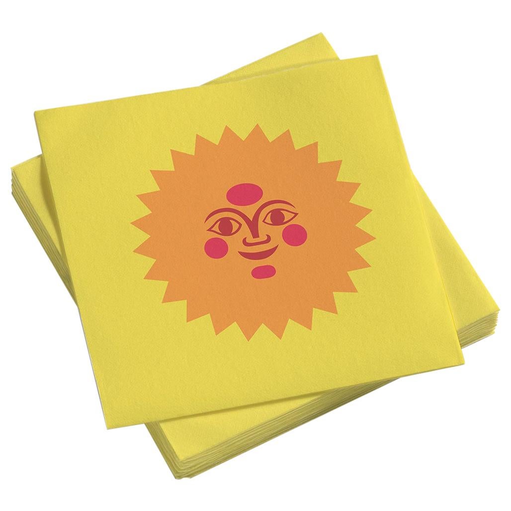 Vitra Small Paper Napkins in La Fonda Sun, Yellow Pink by Alexander Girard For Sale