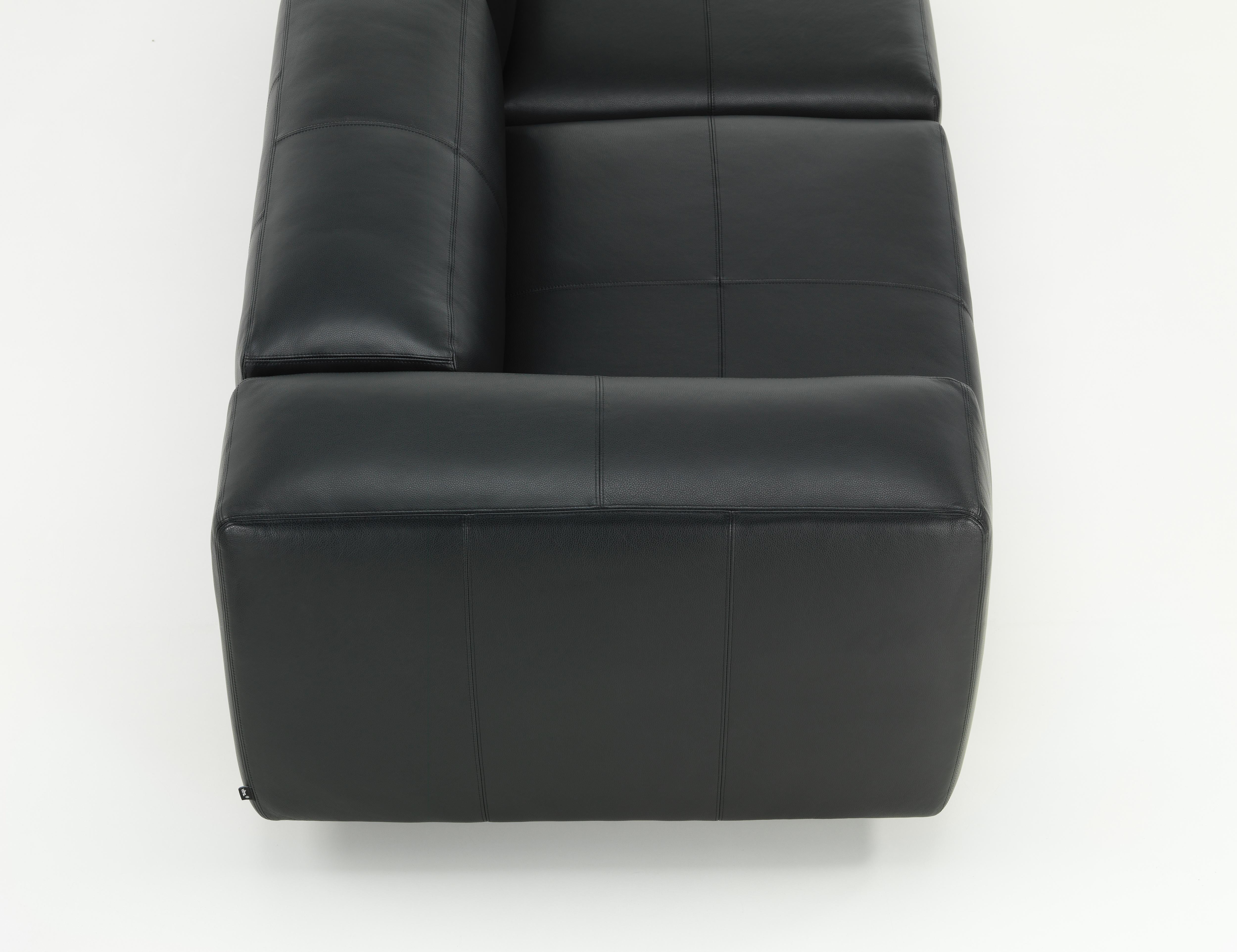 Modern Vitra Soft Modular 3-Seat Sofa in Nero Leather by Jasper Morrison For Sale