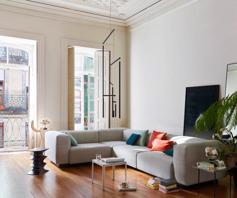 Vitra Soft Modular Three-Seat Sofa in Pearl Reed by Jasper Morrison For ...