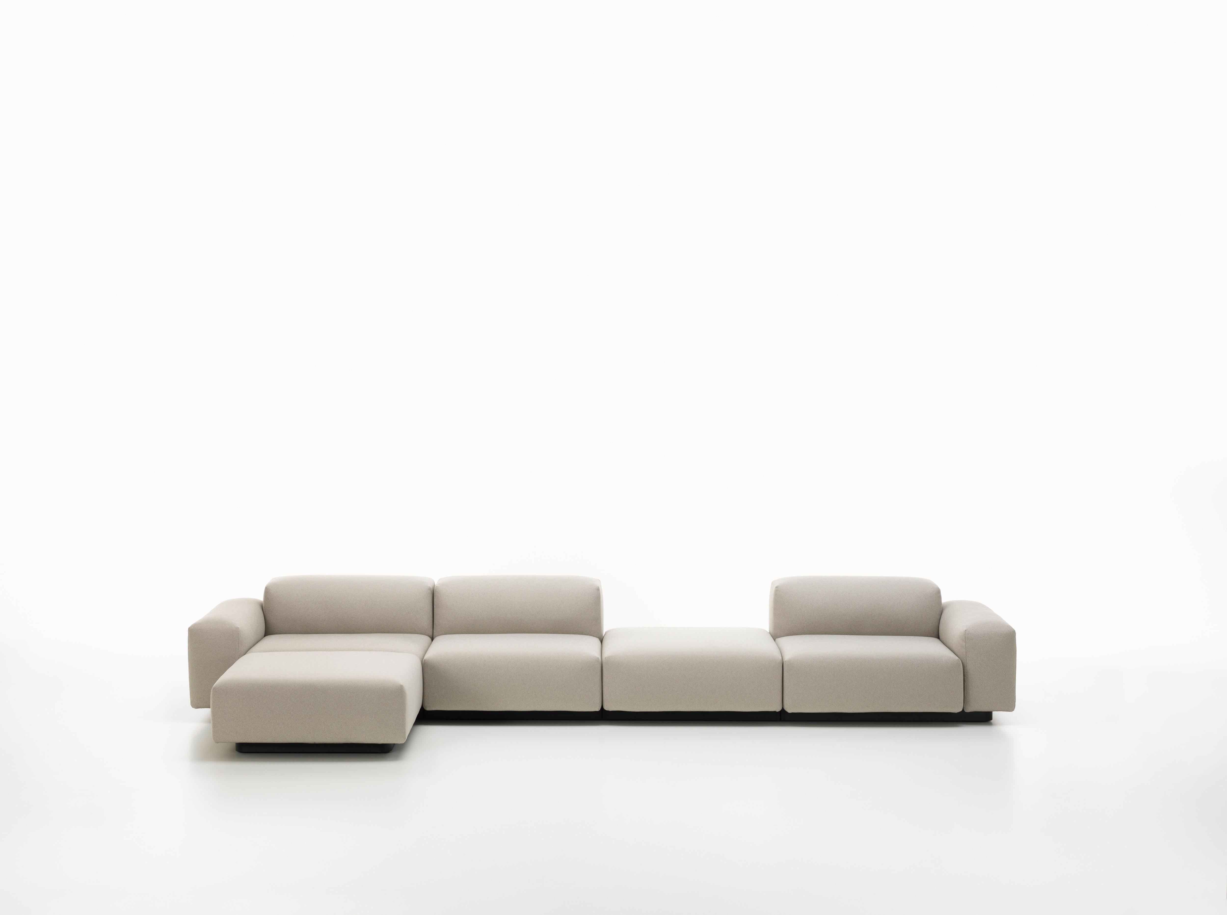 Swiss Vitra Soft Modular 4-Seat Sofa with Chaise Lounge & Platform in Pearl Olimpo For Sale