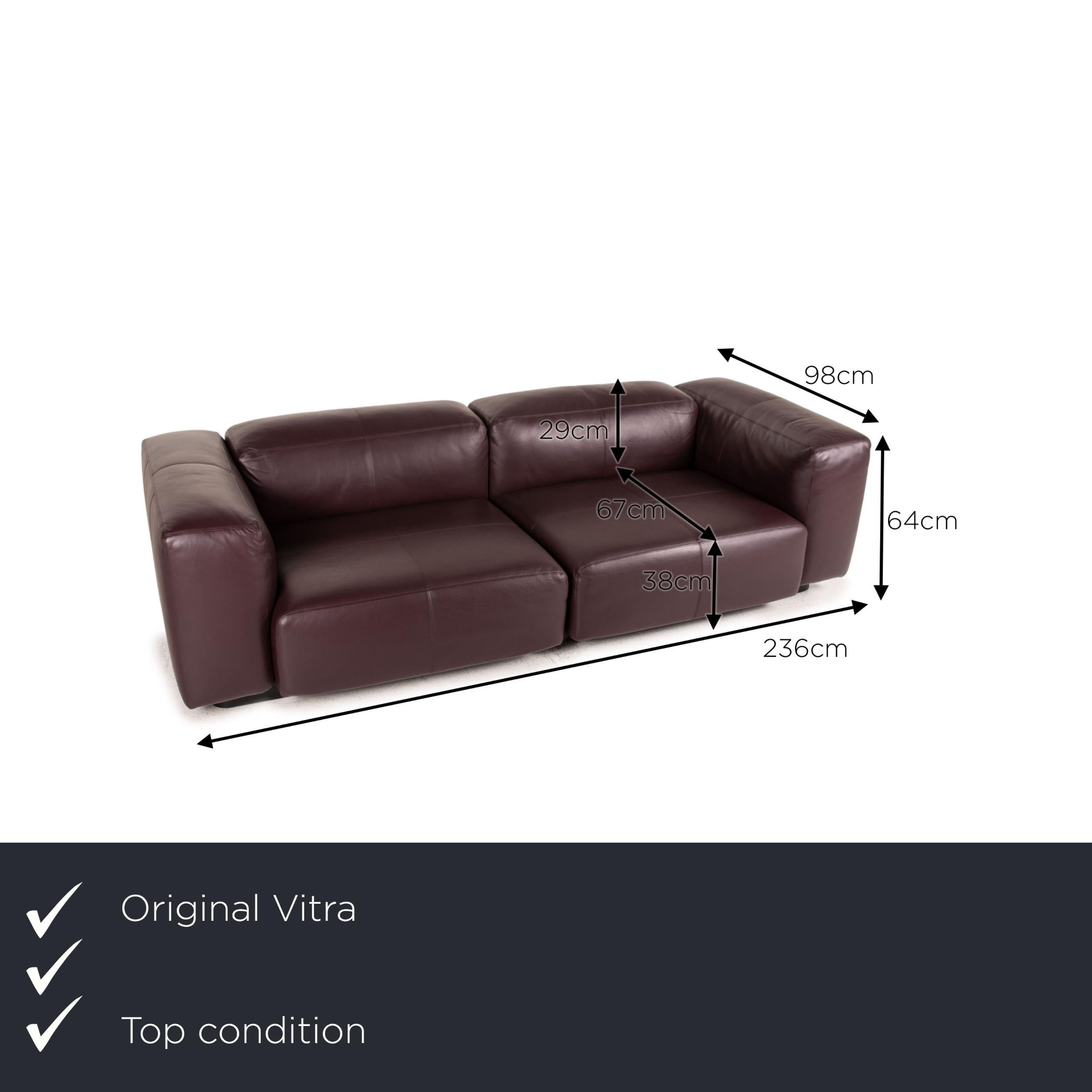 We present to you a vitra soft modular leather sofa purple two-seater couch.
 
 

 Product measurements in centimeters:
 

 depth: 98
 width: 236
 height: 64
 seat height: 38
 rest height: 64
 seat depth: 67
 seat width: 174
 back