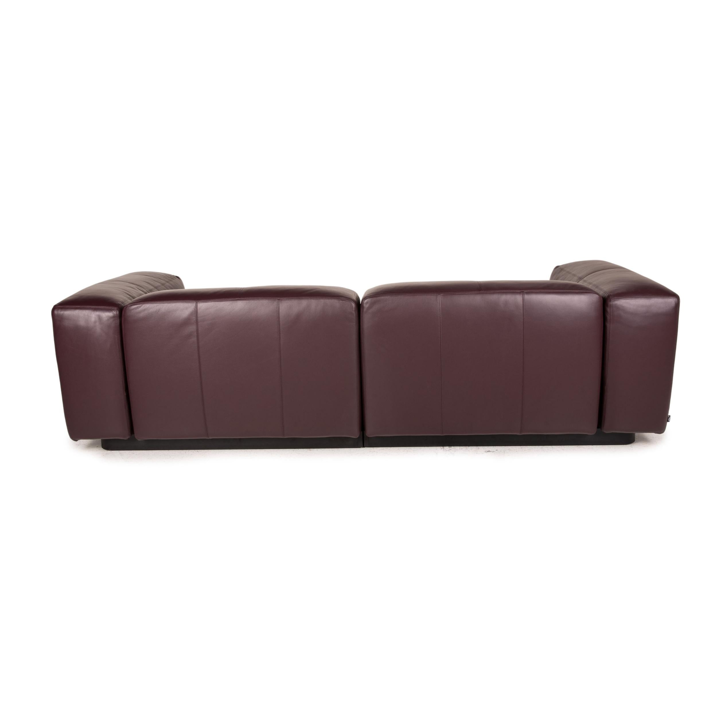 German Vitra Soft Modular Leather Sofa Purple Two-Seater Couch For Sale