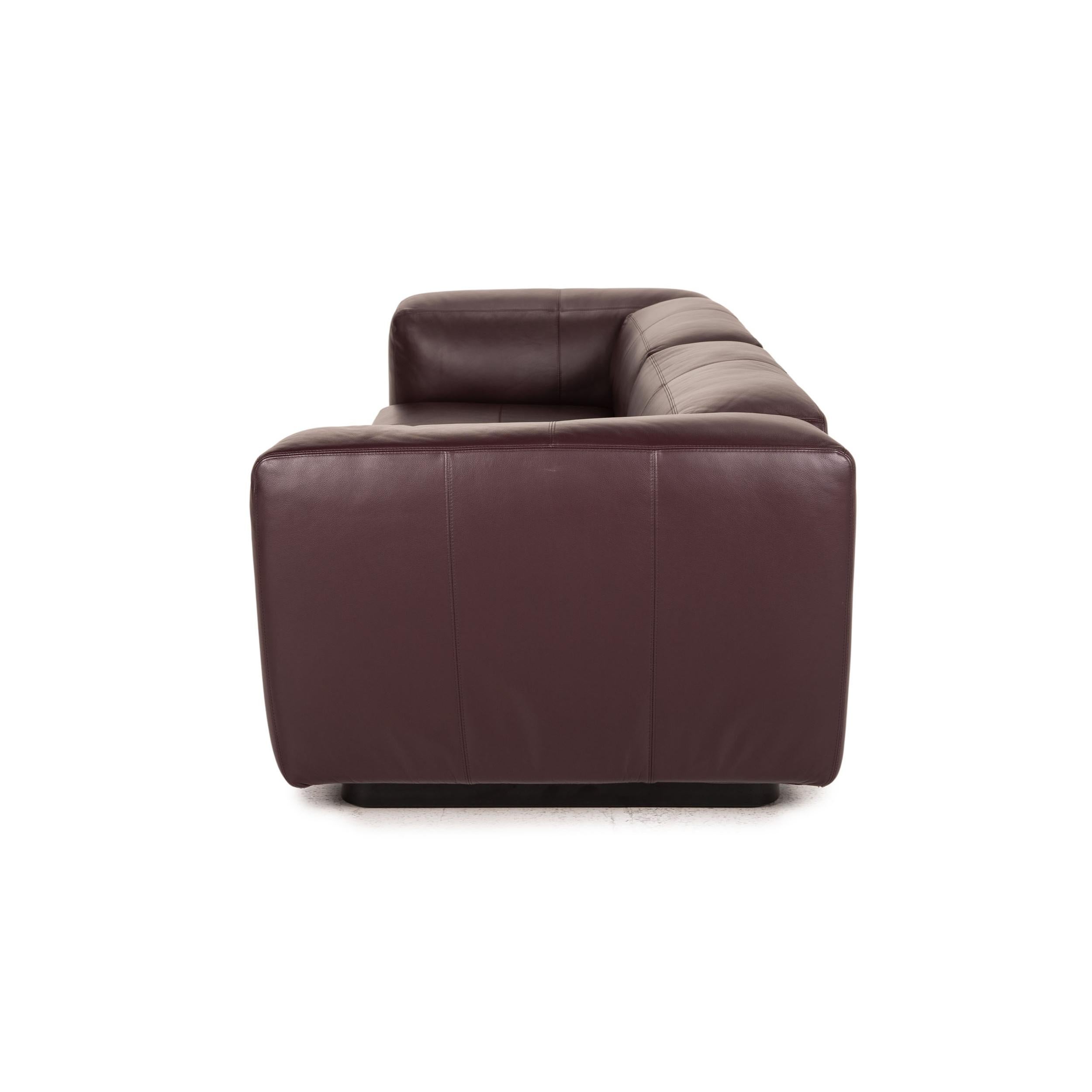 Vitra Soft Modular Leather Sofa Purple Two-Seater Couch In Good Condition For Sale In Cologne, DE