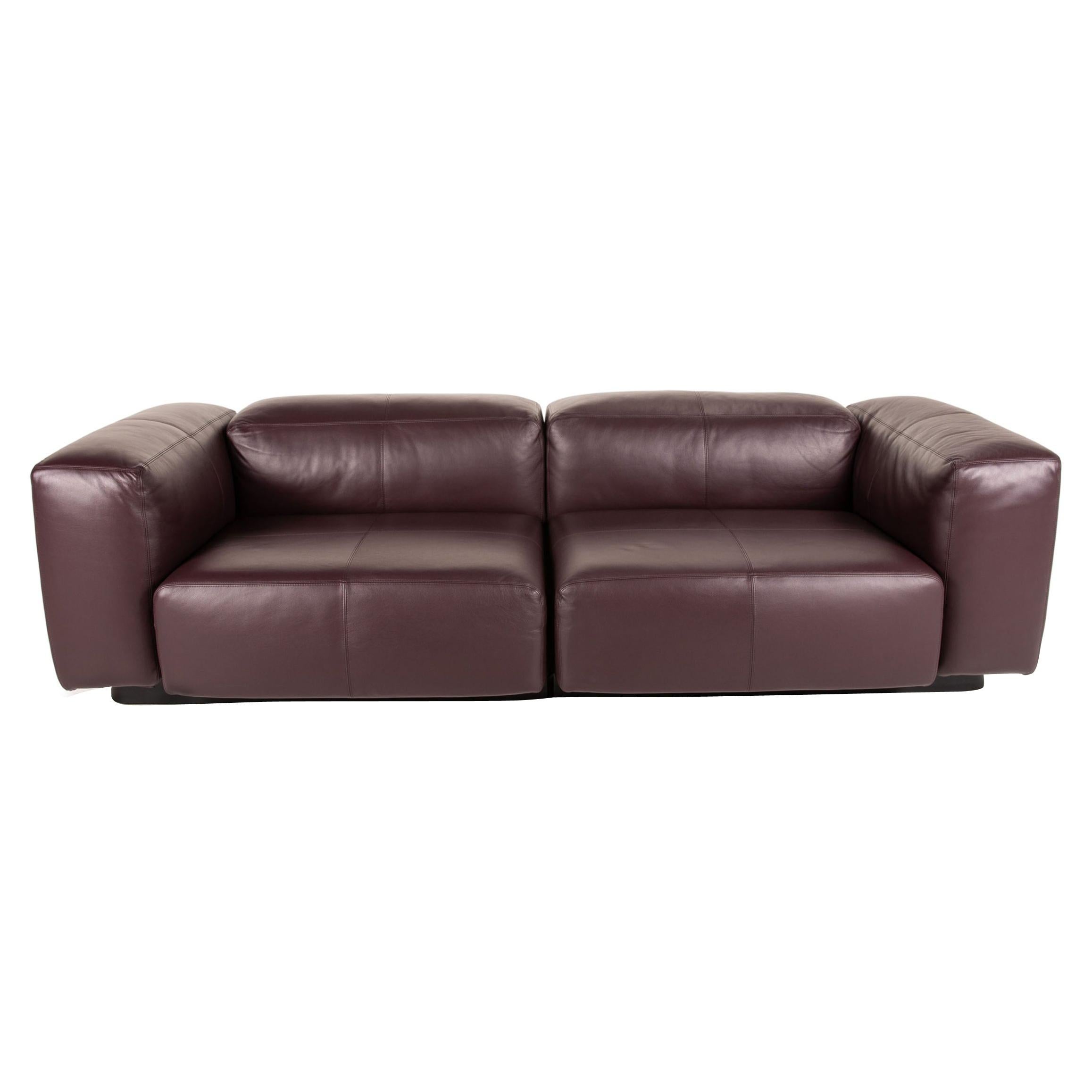 Vitra Soft Modular Leather Sofa Purple Two-Seater Couch For Sale