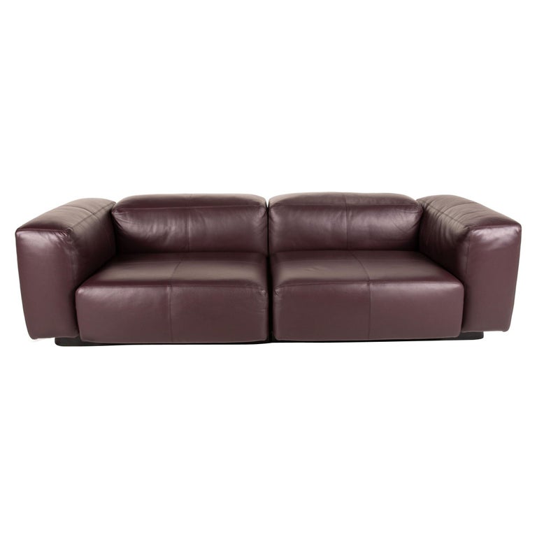 Vitra Soft Modular Leather Sofa Purple Two-Seater Couch For Sale at 1stDibs