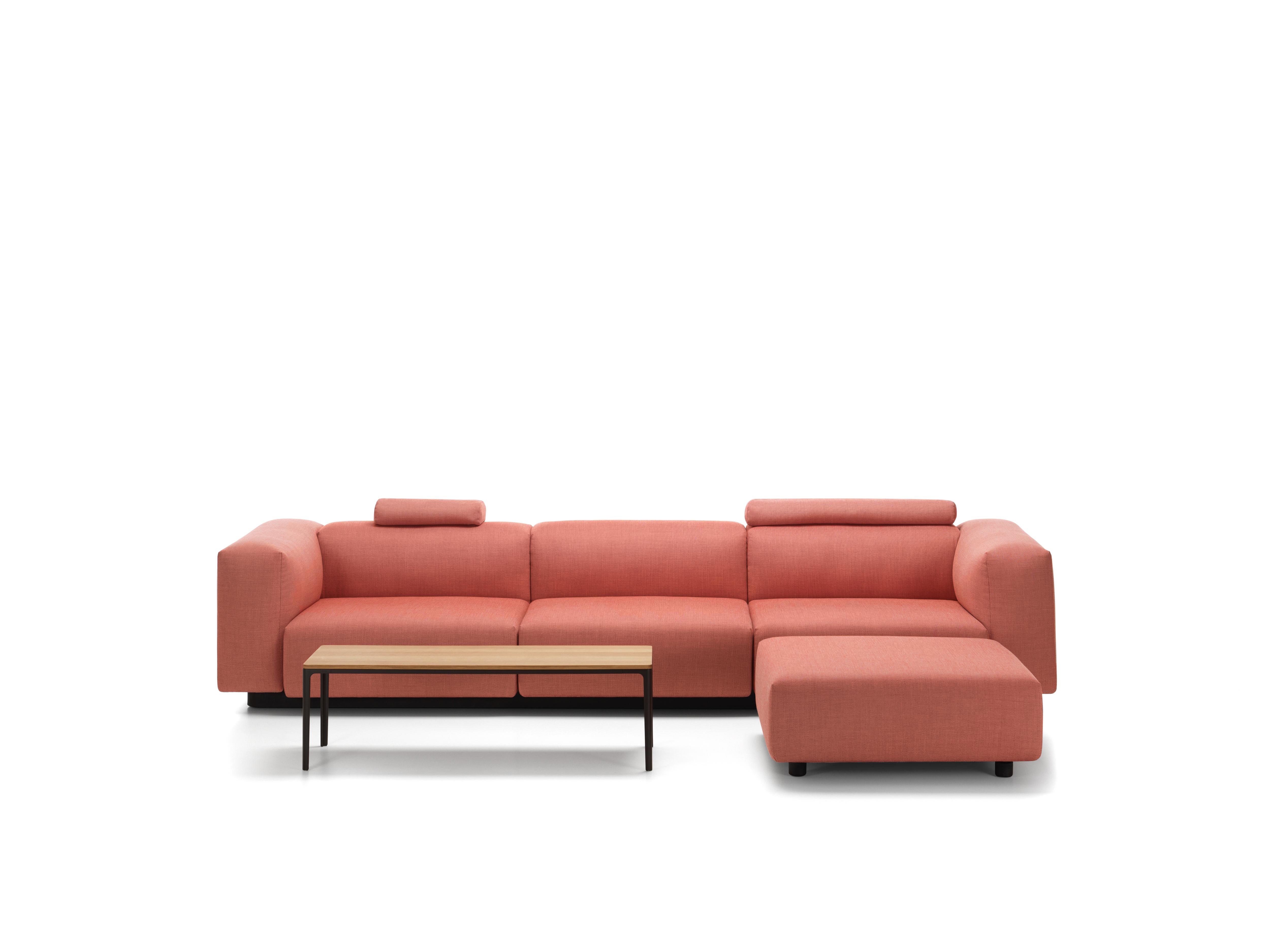 Modern Vitra Soft Modular Rose & Orange 3-Seat Sofa w/Ottoman & Cushion Jasper Morrison For Sale