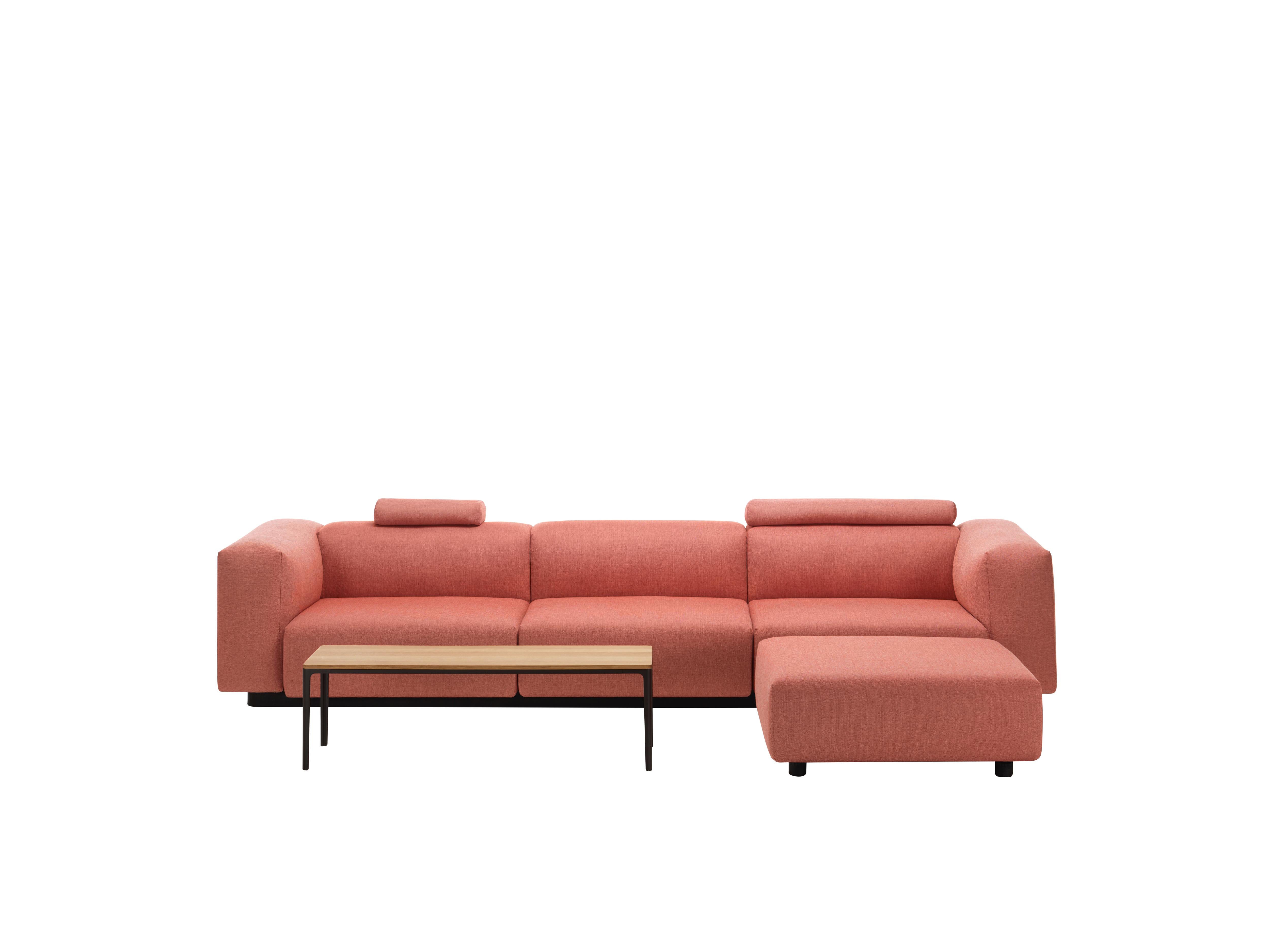 Swiss Vitra Soft Modular Rose & Orange 3-Seat Sofa w/Ottoman & Cushion Jasper Morrison For Sale