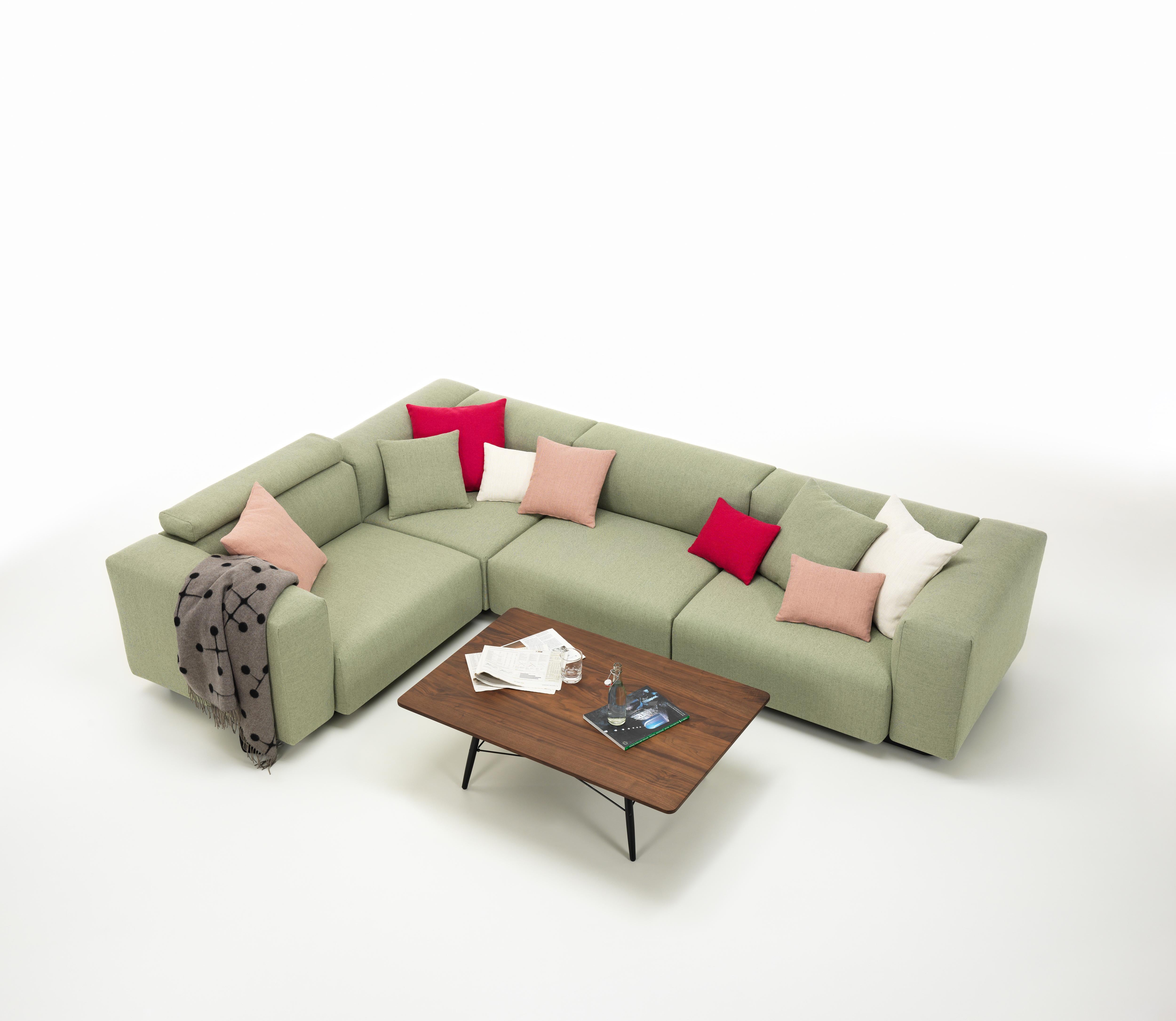 Modern Vitra Soft Modular Sofa with Corner in Sage & Pebble Dumet by Jasper Morrison For Sale