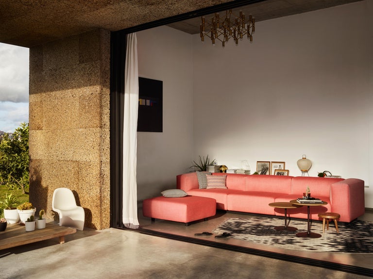 Vitra Soft Modular Three-Seat Sofa in Pearl Reed with Chaise by Jasper ...