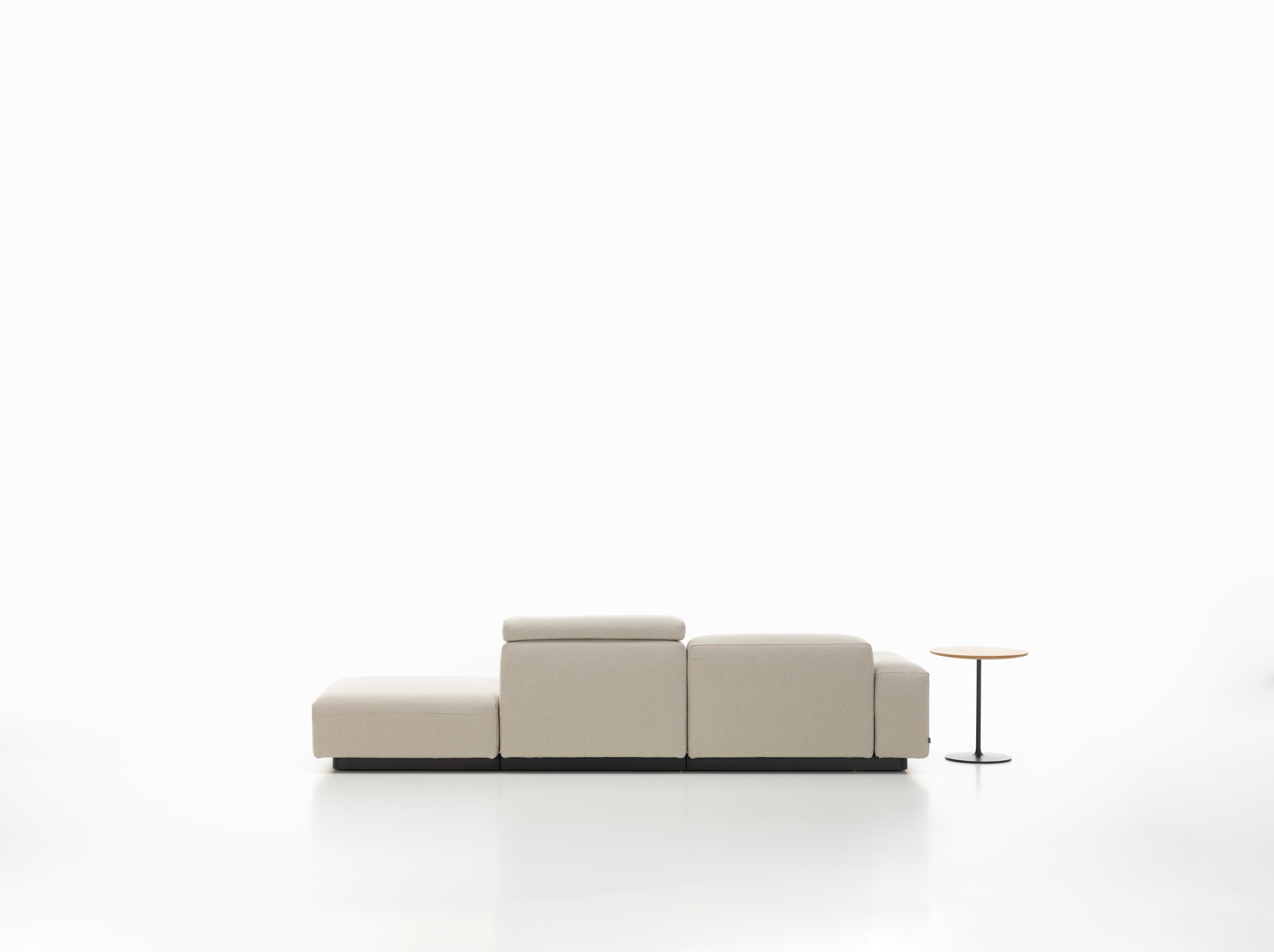 Swiss Vitra Soft Modular Three-Seat Sofa with Platform Right in Pearl Olimpo For Sale