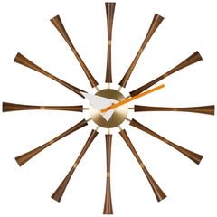 Vitra Spindle Clock in Solid Walnut & Aluminum by George Nelson