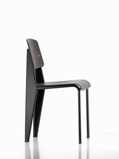 Vitra Standard Chair in Dark Oak and Black by Jean Prouvé