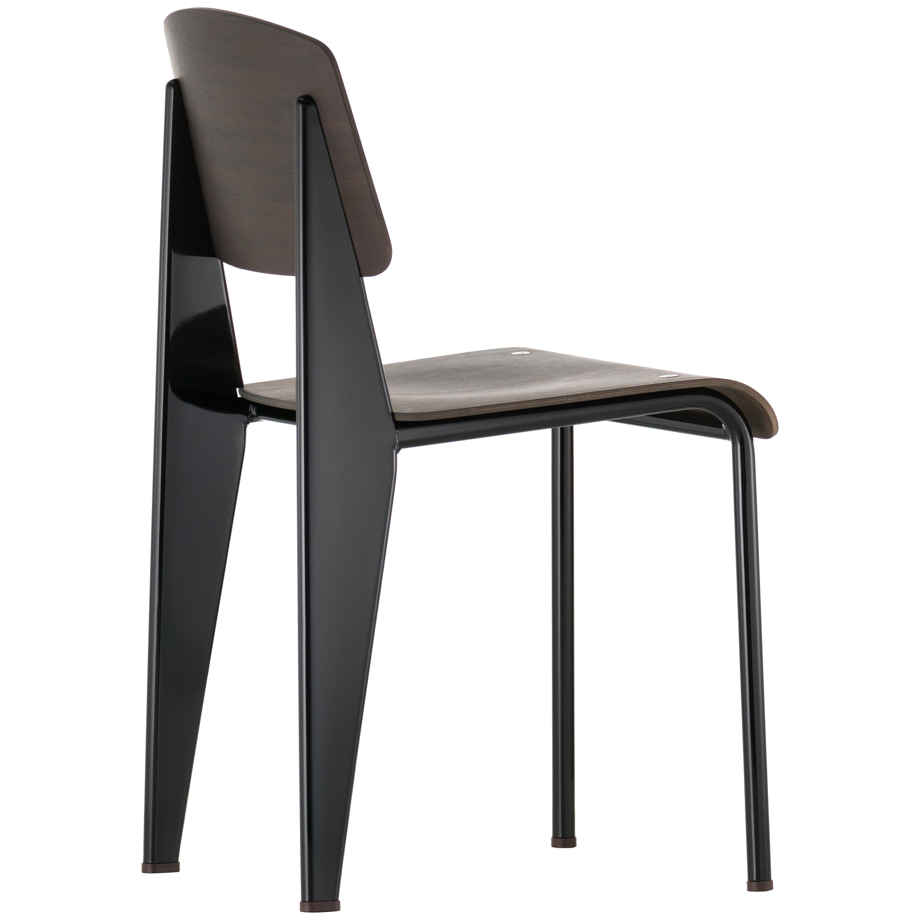 Vitra Standard Chair in Dark Oak and Black by Jean Prouvé For Sale