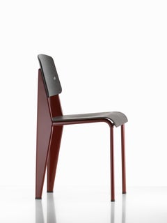 Vitra Standard Chair in Dark Oak & Japanese Red by Jean Prouvé
