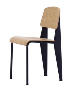 Vitra Standard Chair in Natural Oak and Black by Jean Prouvé