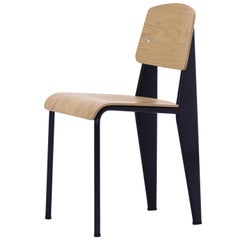Vitra Standard Chair in Natural Oak and Black by Jean Prouvé