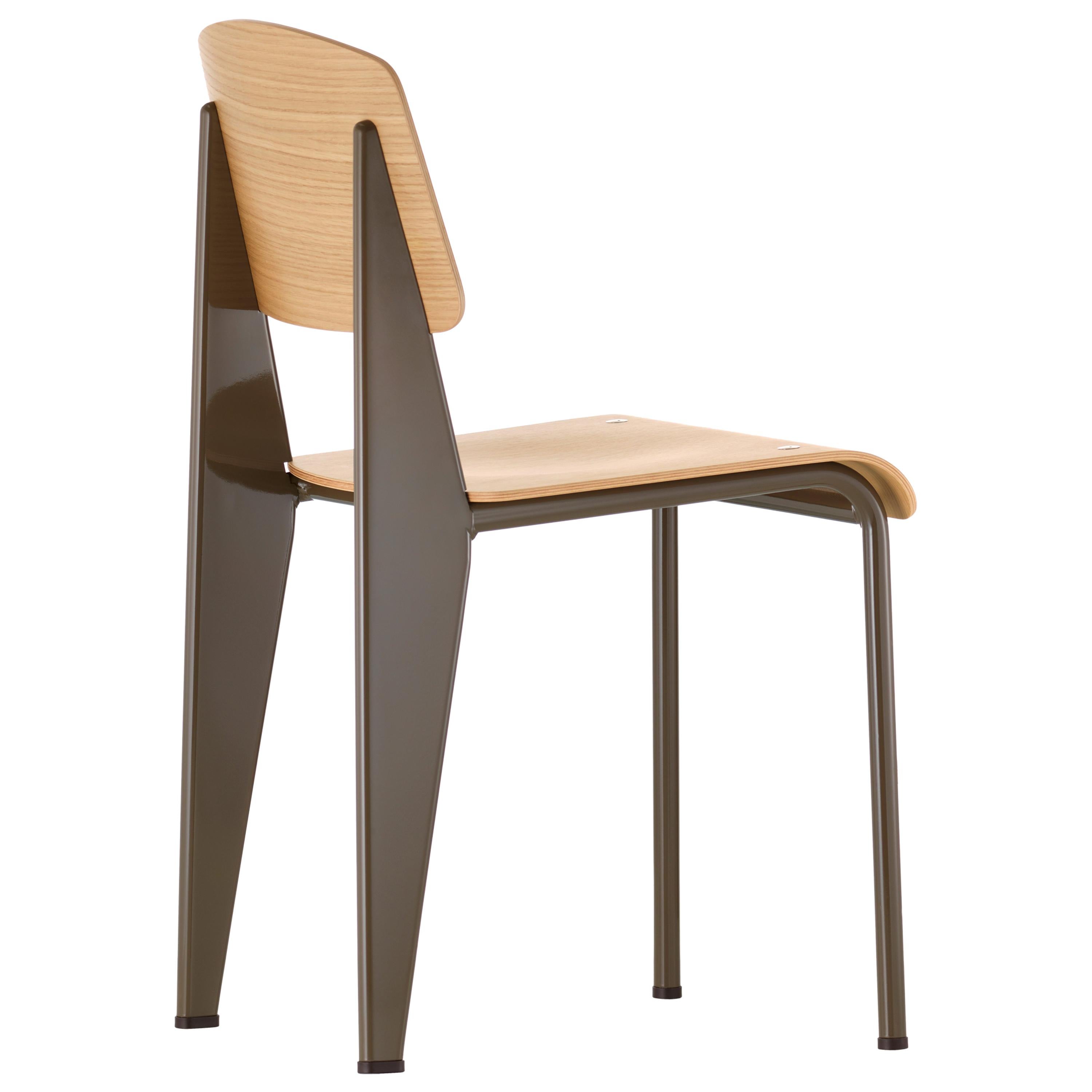 Vitra Standard Chair in Natural Oak & Coffee by Jean Prouvé For Sale