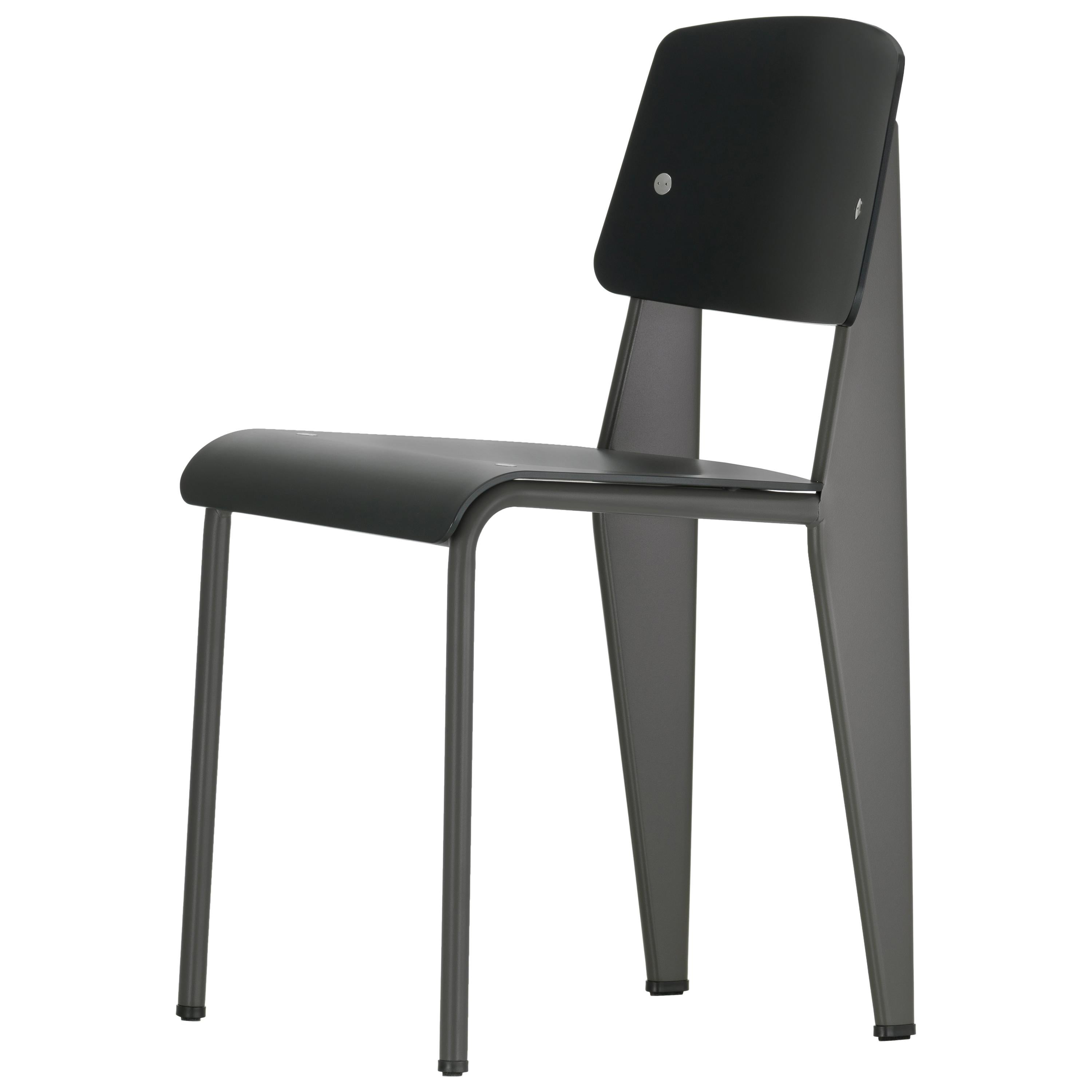 Vitra Standard SP Chair in Deep Black and Basalt by Jean Prouvé For Sale