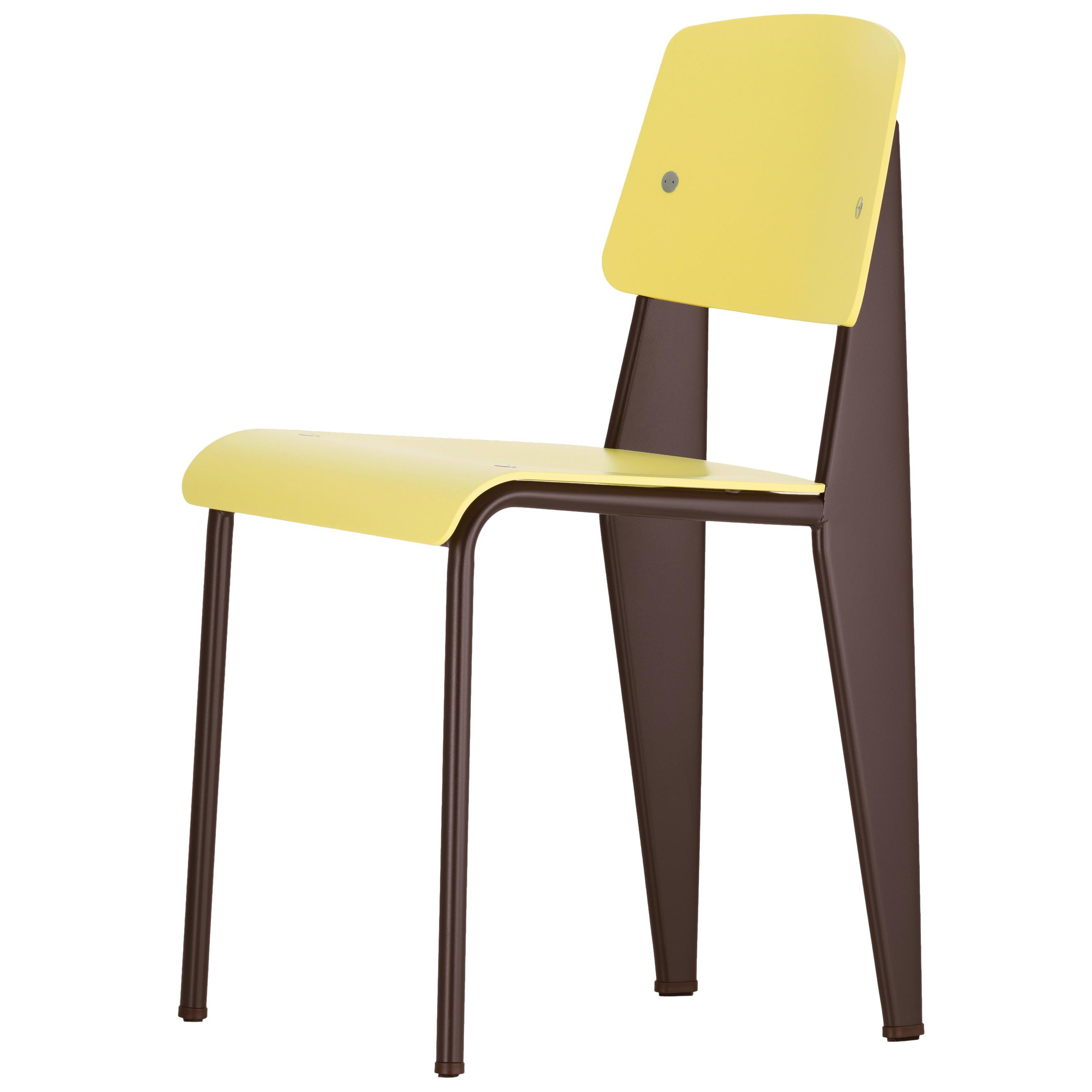 Vitra Standard SP Chair in Citron & Chocolate by Jean Prouvé For Sale