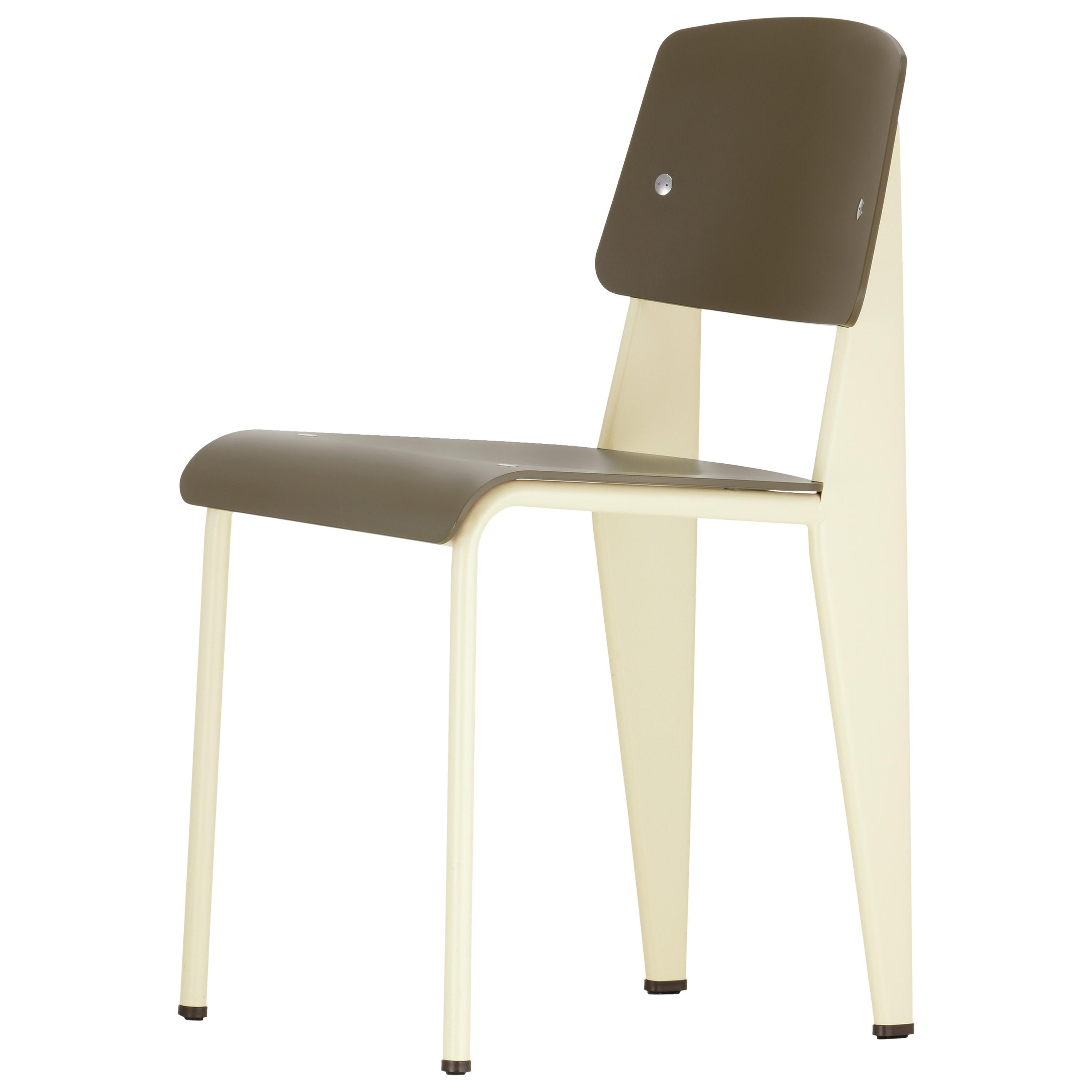 Vitra Standard SP Chair in Olive & Ecru by Jean Prouvé For Sale