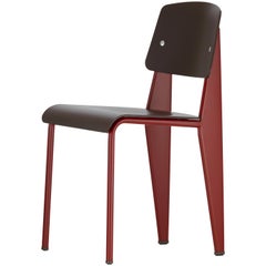 Vitra Standard SP Chair in Teak Brown and Japanese Red by Jean Prouvé