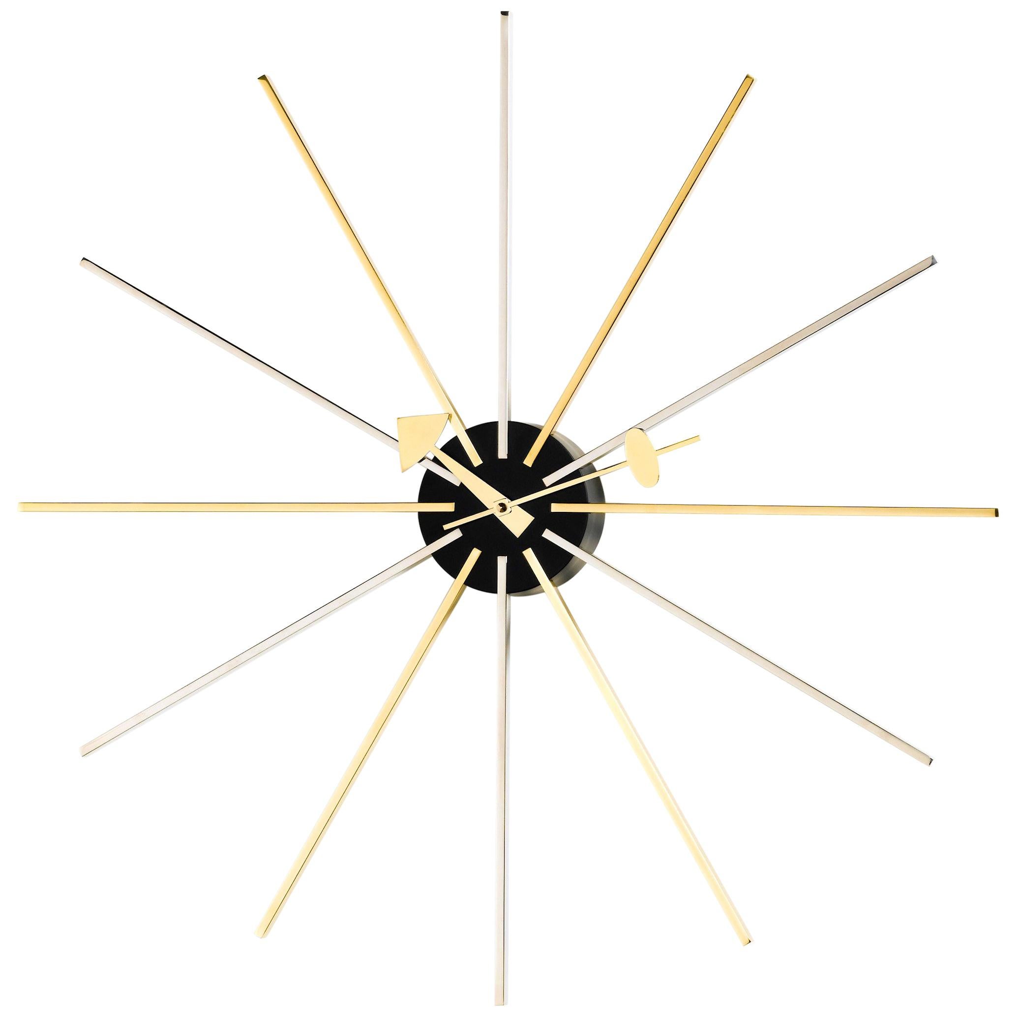 Vitra Star Clock in Chrome & Brass by George Nelson For Sale