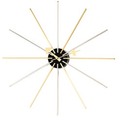 Vitra Star Clock in Chrome & Brass by George Nelson