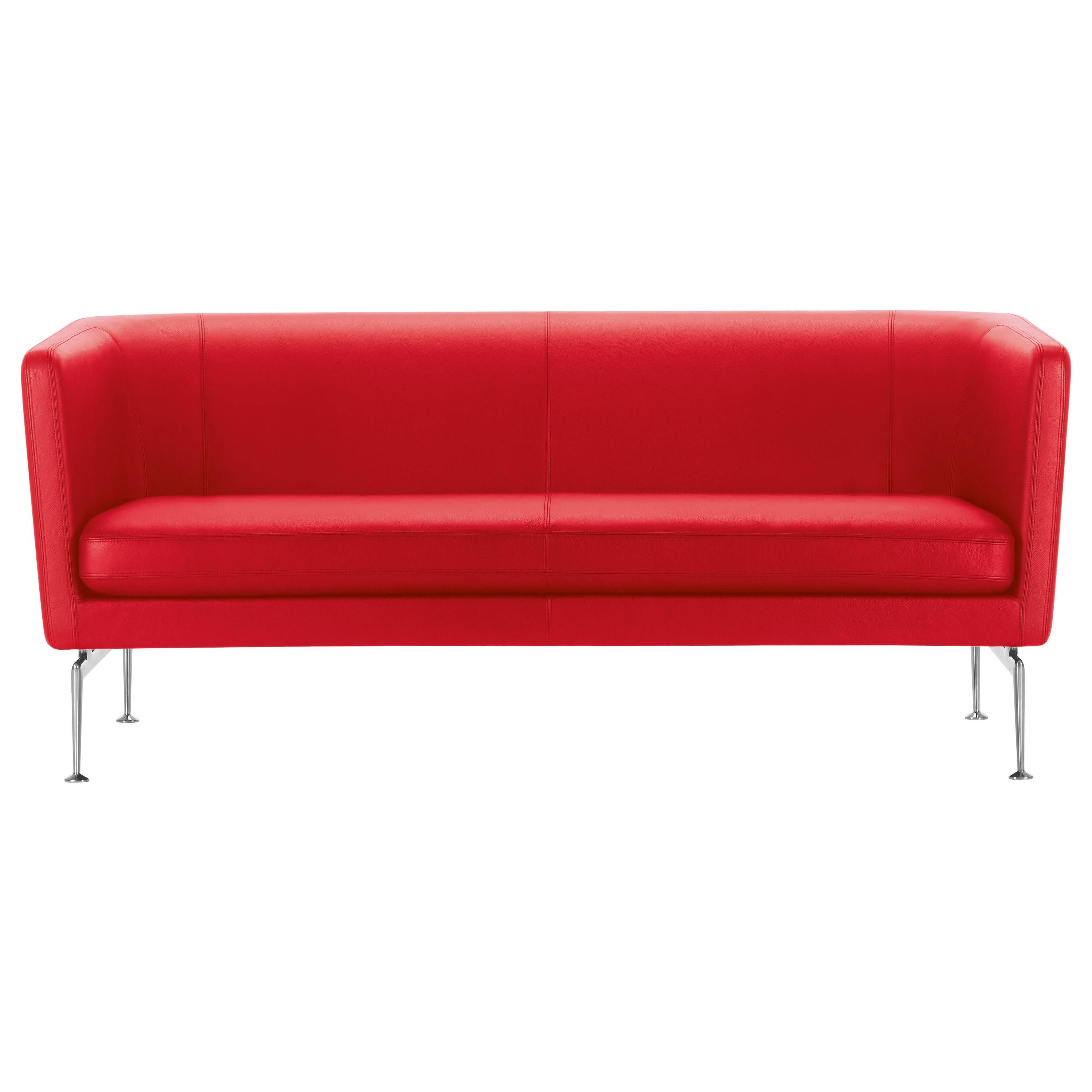 Vitra Suita Club Sofa in Red Leather by Antonio Citterio For Sale