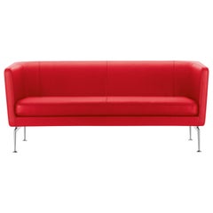 Vitra Suita Club Sofa in Red Leather by Antonio Citterio