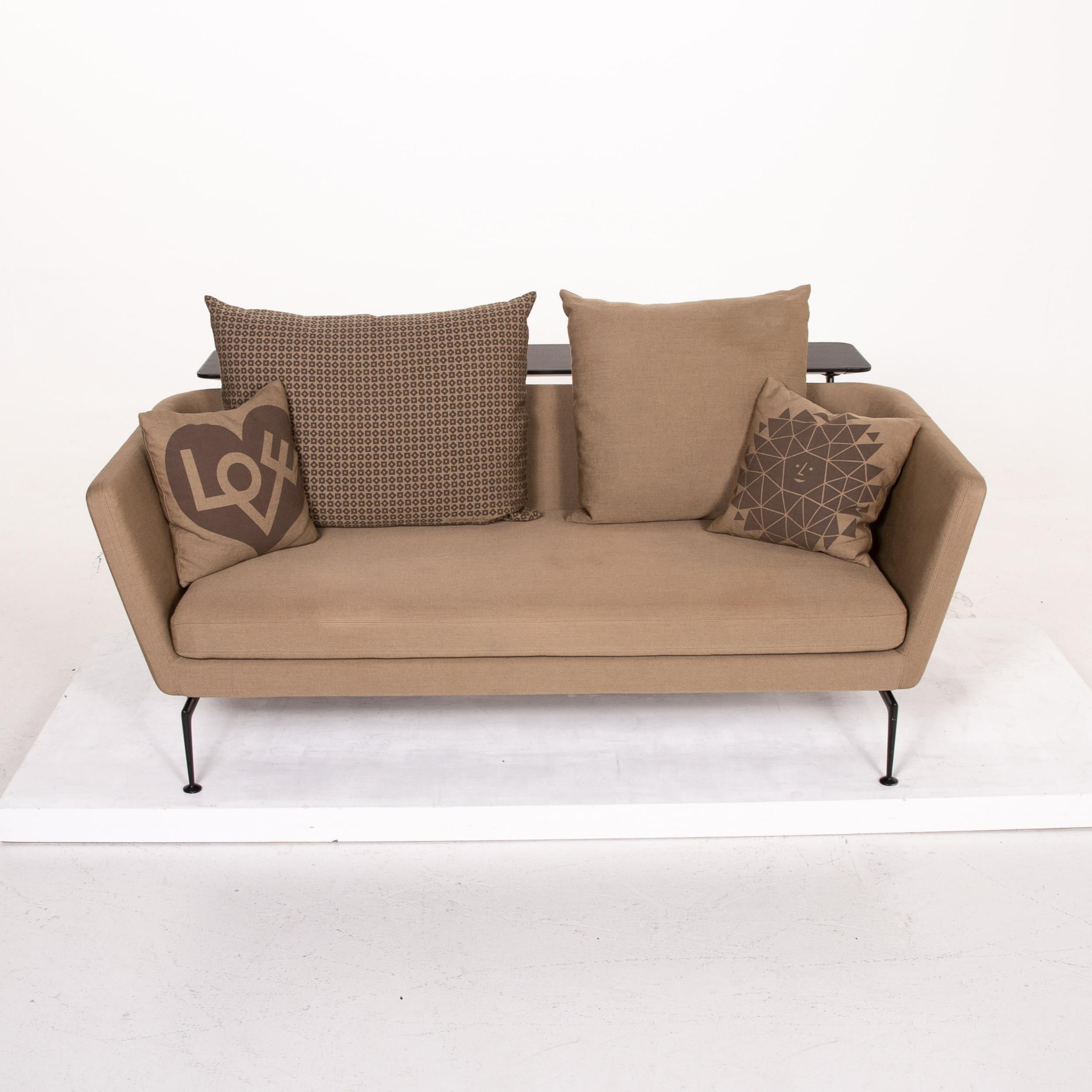 Vitra Suita Fabric Sofa Brown Light Brown Ocher Two-Seat Antonio Citterio In Good Condition For Sale In Cologne, DE