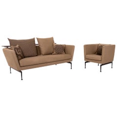 Vitra Suita Fabric Sofa Brown Light Brown Ocher Two Seater Antonio Citterio