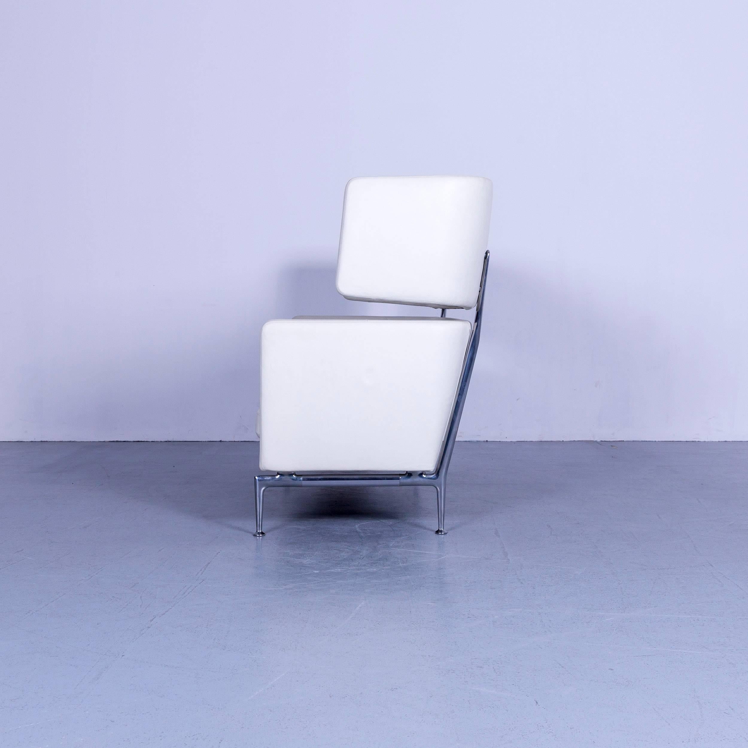 Vitra Suita Leather Sofa White Two-Seat Couch For Sale 6