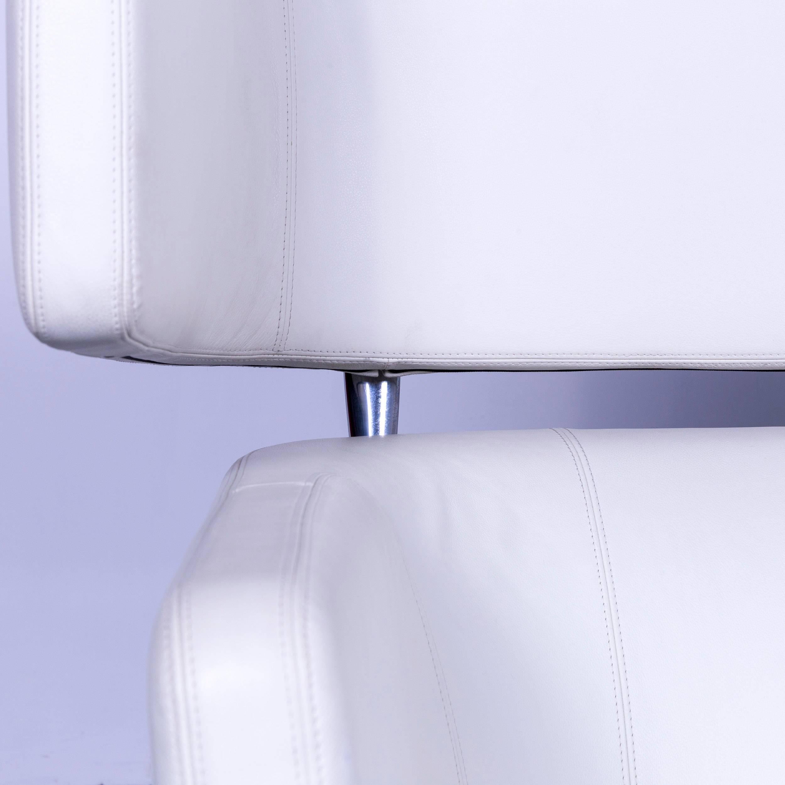 Vitra Suita Leather Sofa White Two-Seat Couch For Sale 1